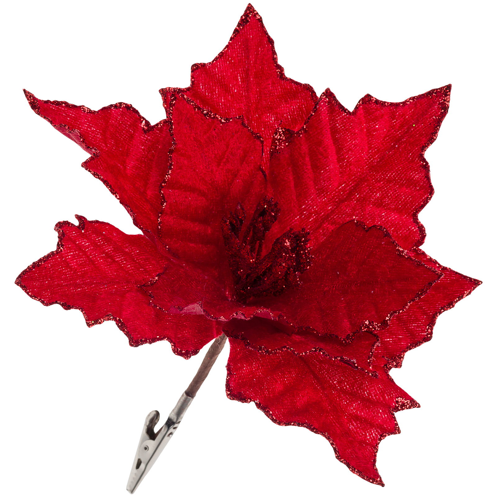 Цветок искусственный "Пуансеттия" (пластик), D40 см Красный