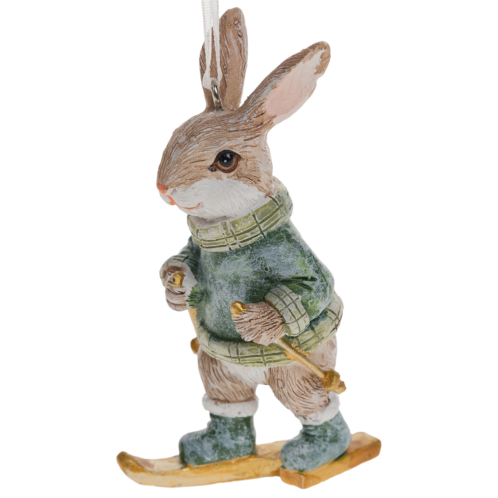 Елочная игрушка "Заяц " (полирезин), 5x3,5xH9 см Мятный