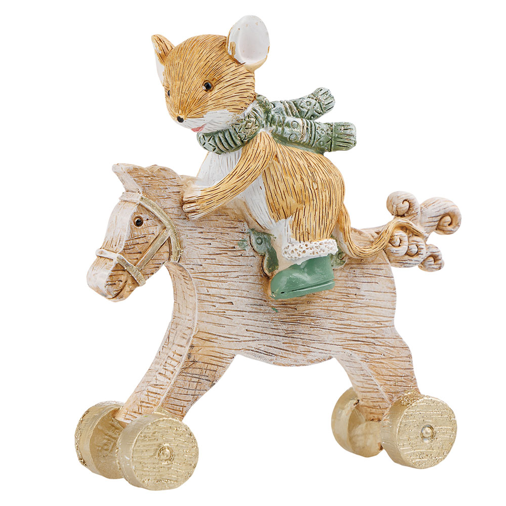 Фигура "Мышонок на лошадке " (полирезин), 10,5x3,5xH11,5 см Светло-коричневый