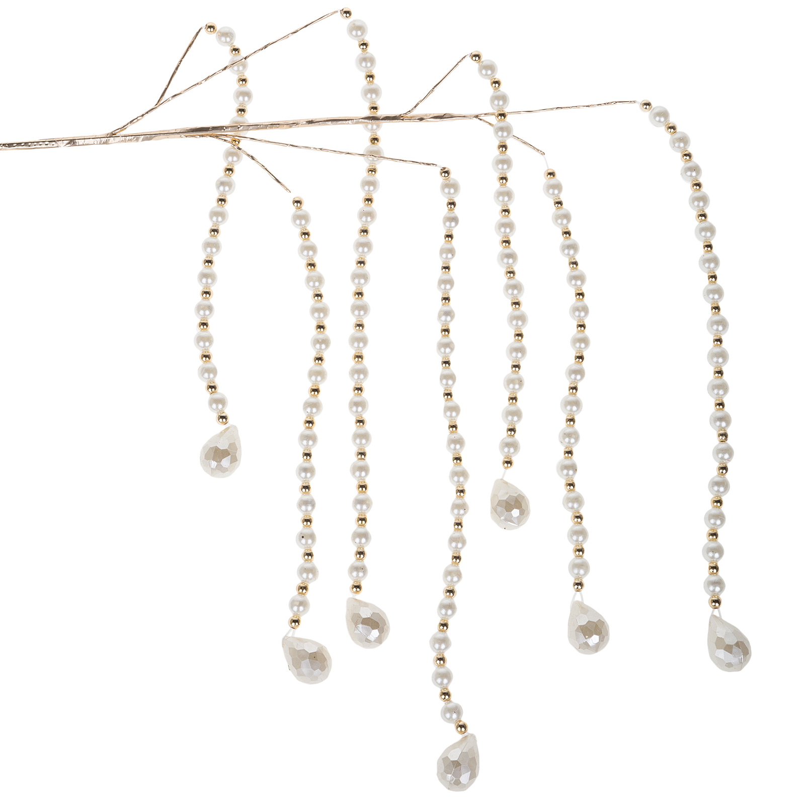Гирлянда на вставке "Бусы" (акрил, металл), H66 см Белый-золотой