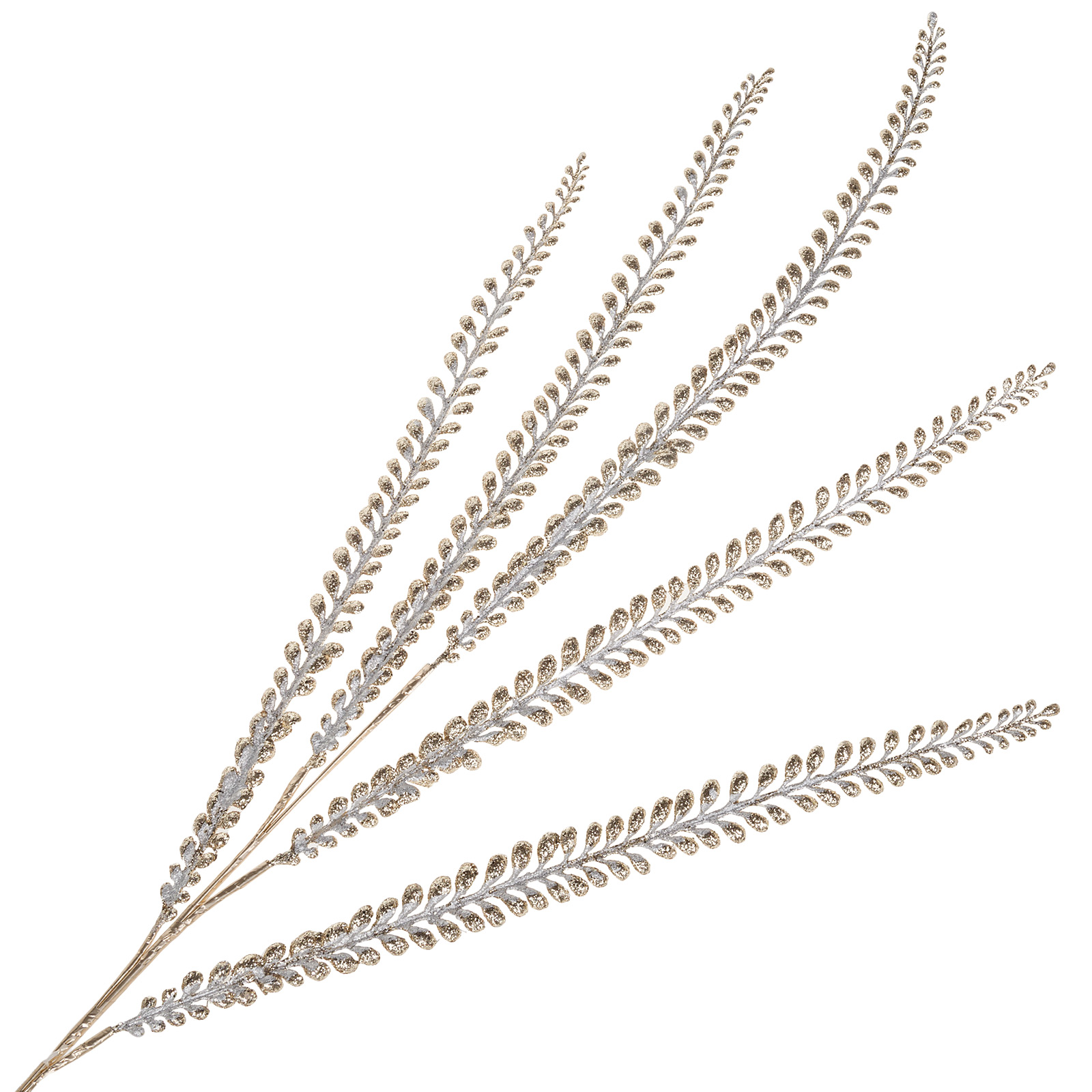 Ветка искусственная (пластик), H99 см, с глиттером Шампань