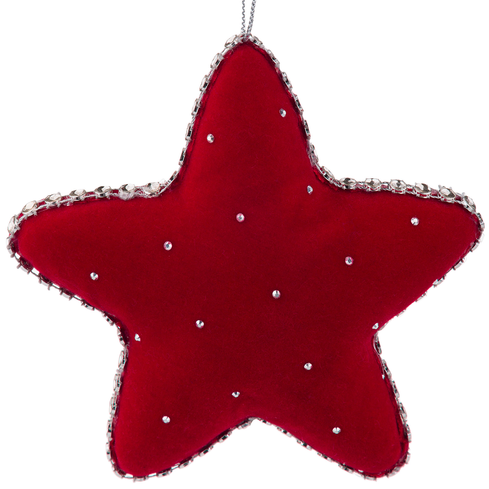 Елочная игрушка "Звезда" (бархат), 10xH10 см Красный