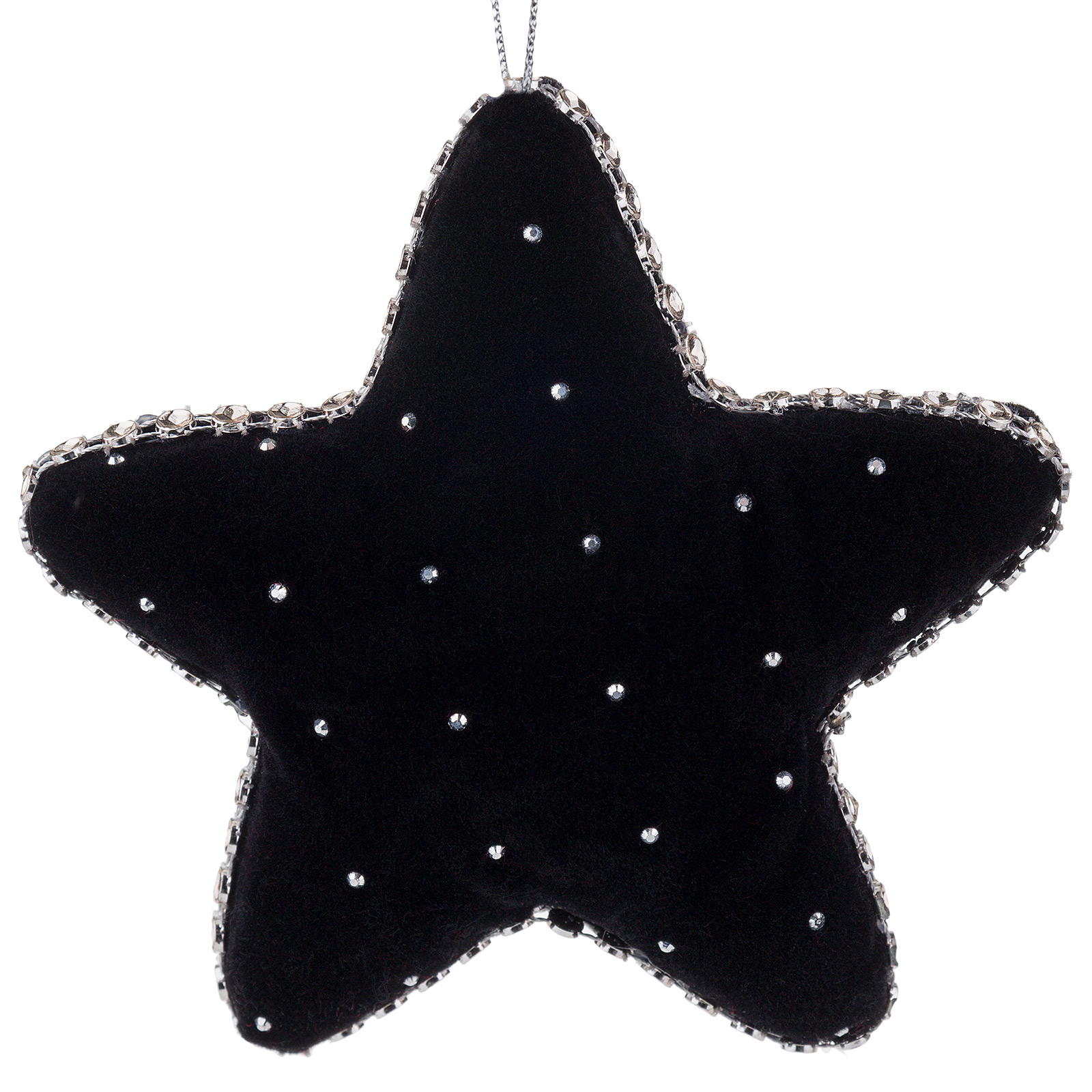 Елочная игрушка "Звезда" (бархат), 10xH10 см Черный