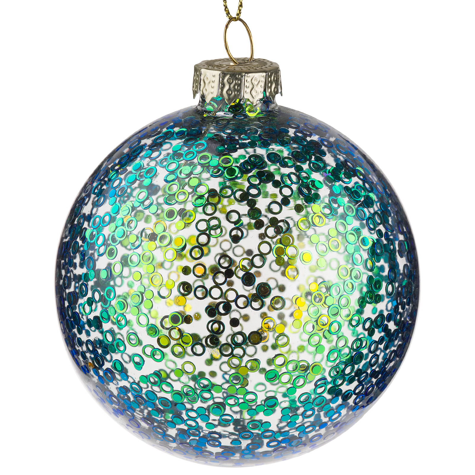 Елочная игрушка "Шар" (стекло), D8 см Зеленый-синий