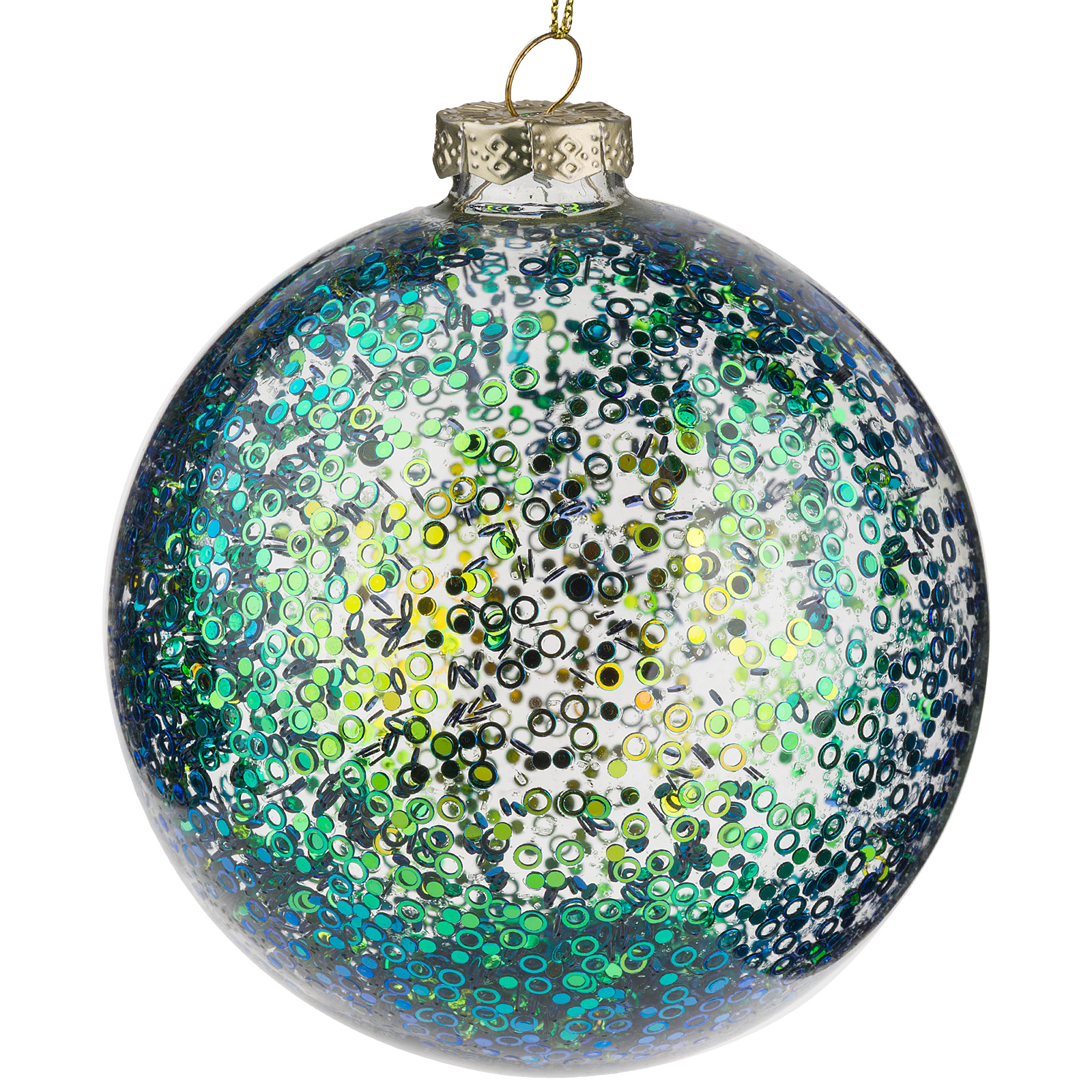 Елочная игрушка "Шар" (стекло), D10 см Зеленый-синий
