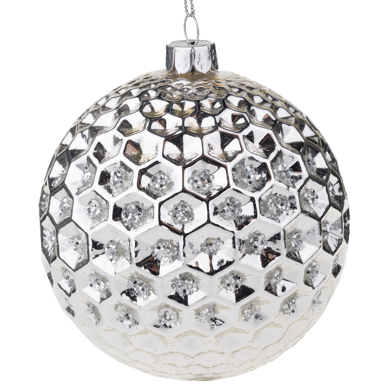Елочная игрушка "Шар" (стекло), D10 см Серебряный