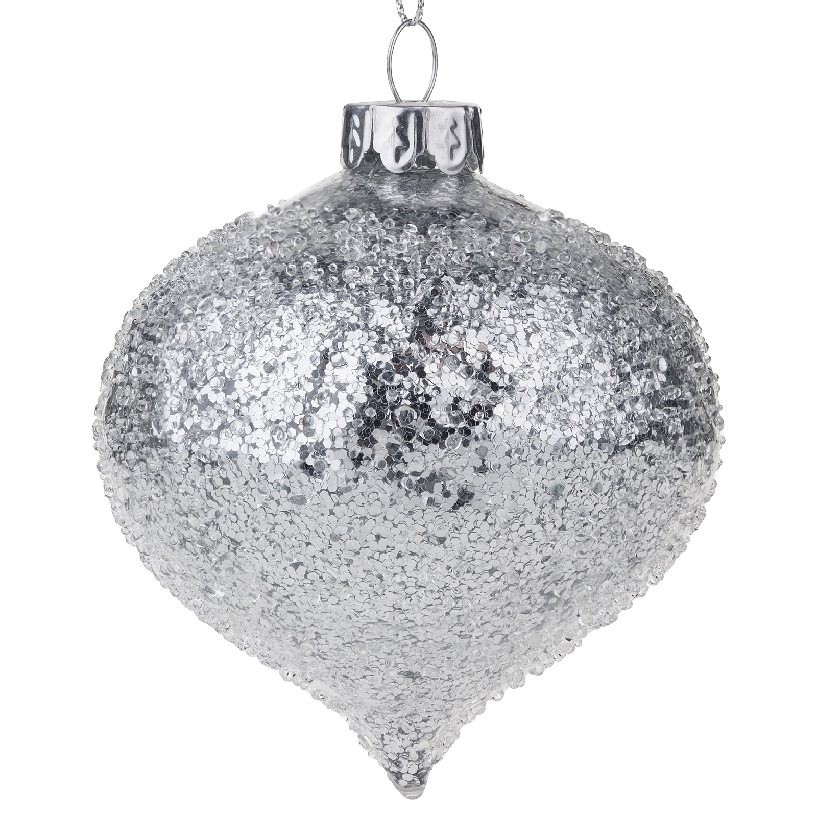 Елочная игрушка "Луковка" (стекло), D8 см Серебряный