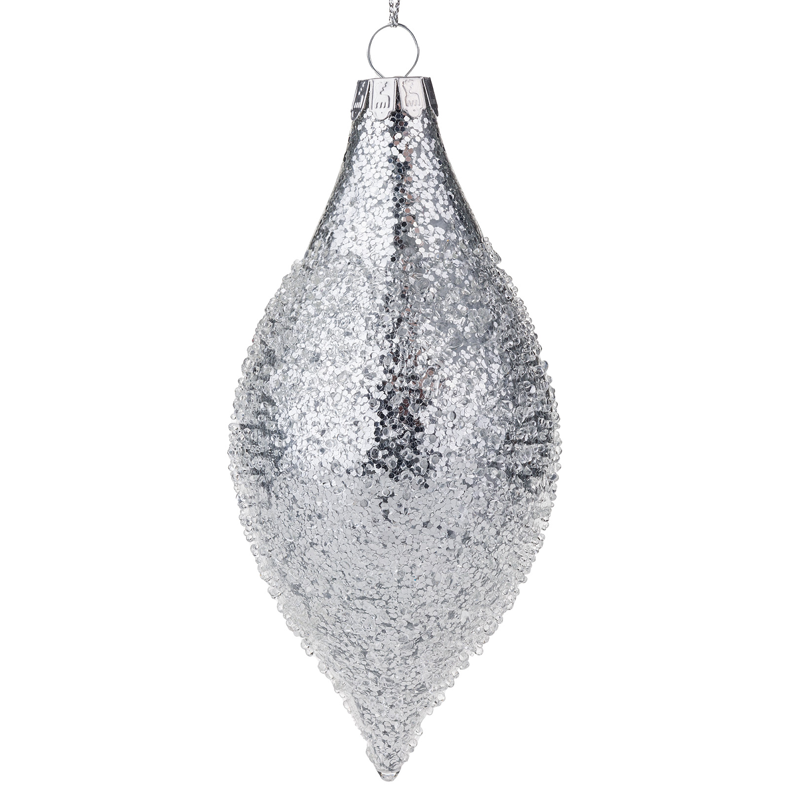 Елочная игрушка "Олива" (стекло), D6xH13 см Серебряный