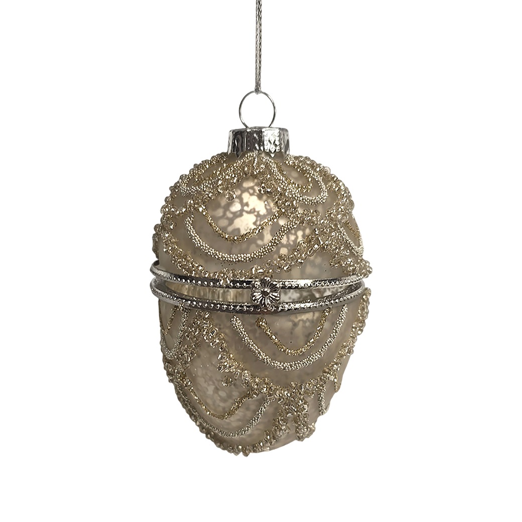 Елочная игрушка "Шкатулка" (стекло), 6xH9,5 см Золотой