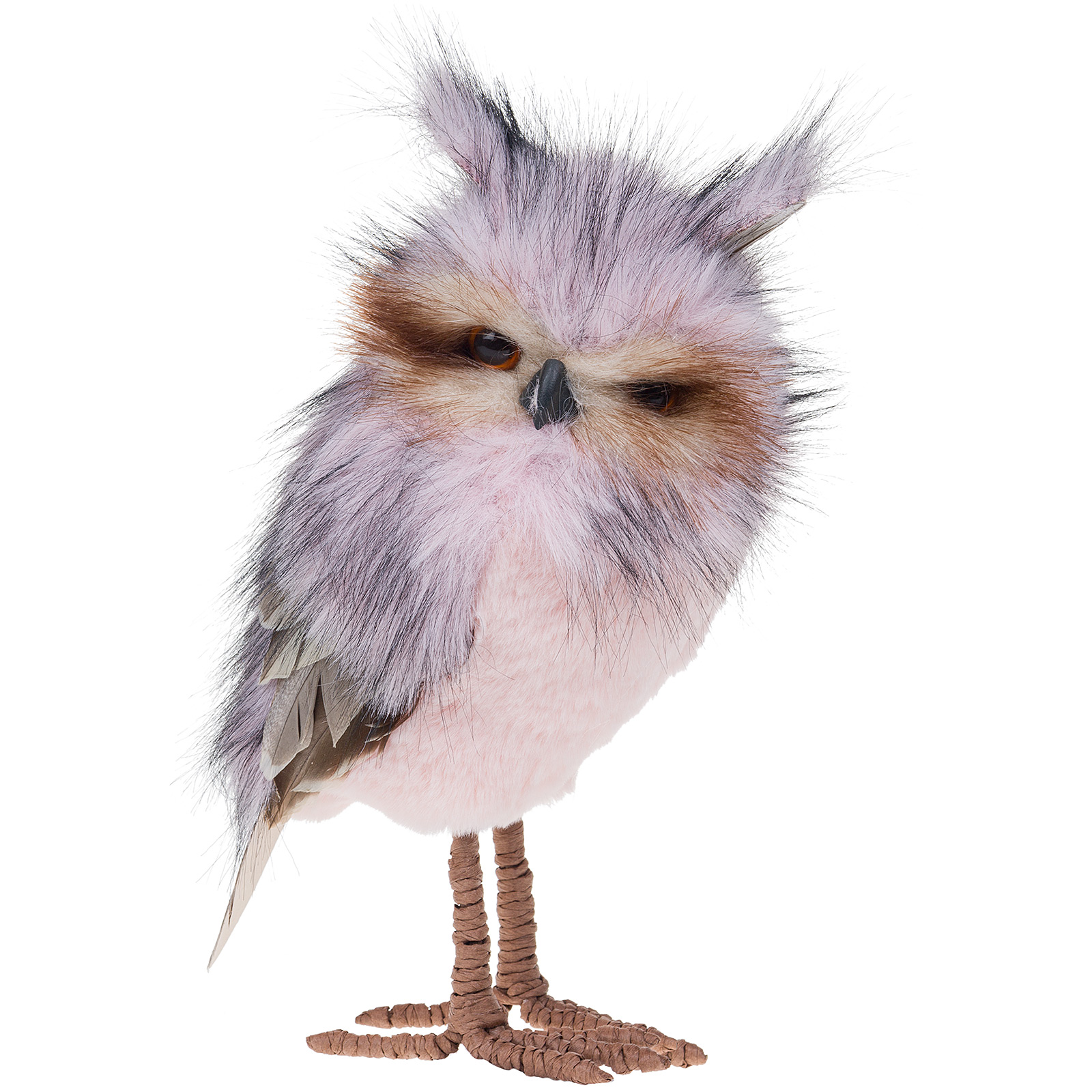 Фигура "Сова" (иск. мех), 13x17xH27 см Розовый