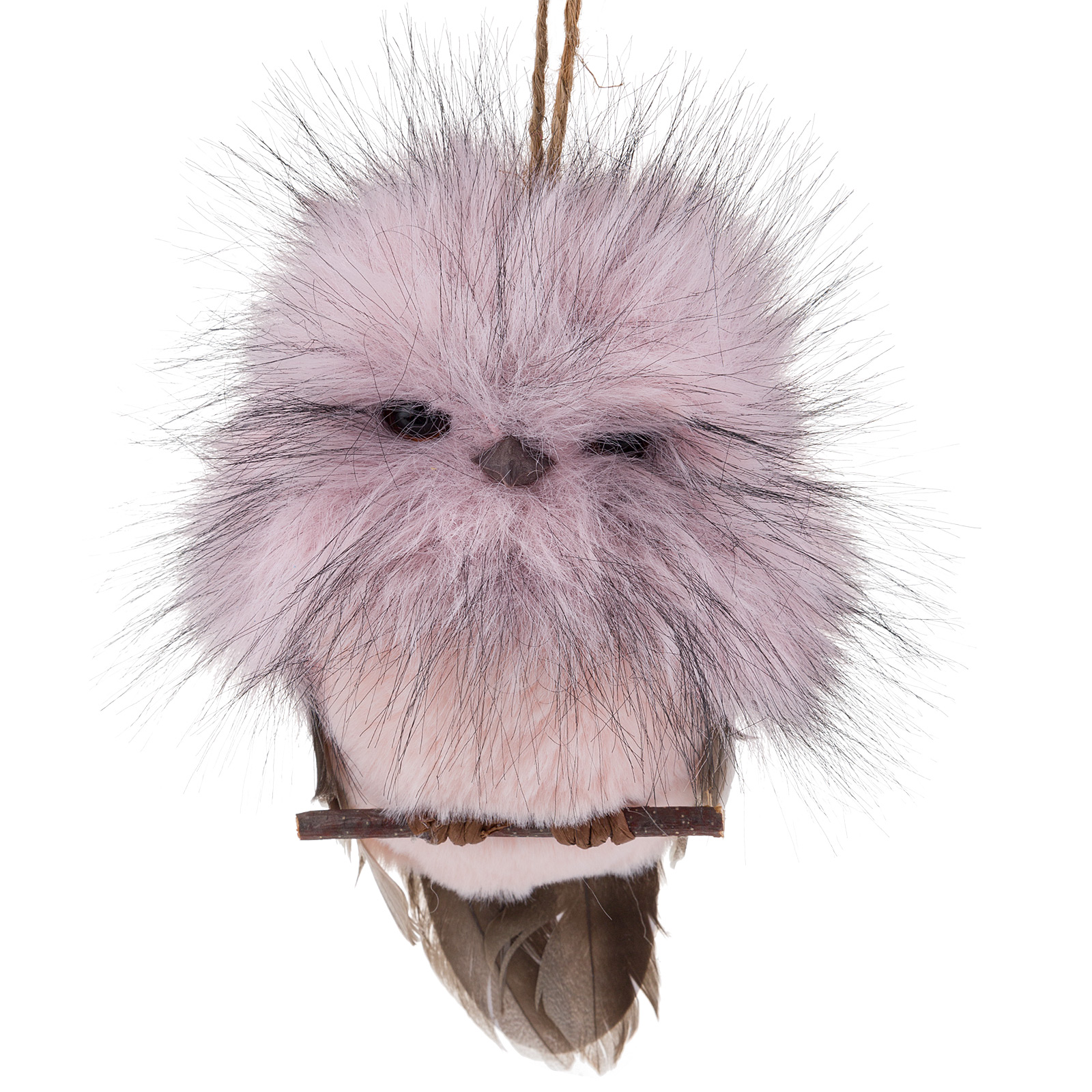 Елочная игрушка "Сова" (иск. мех), 9,5x4,5xH18,5 см Розовый