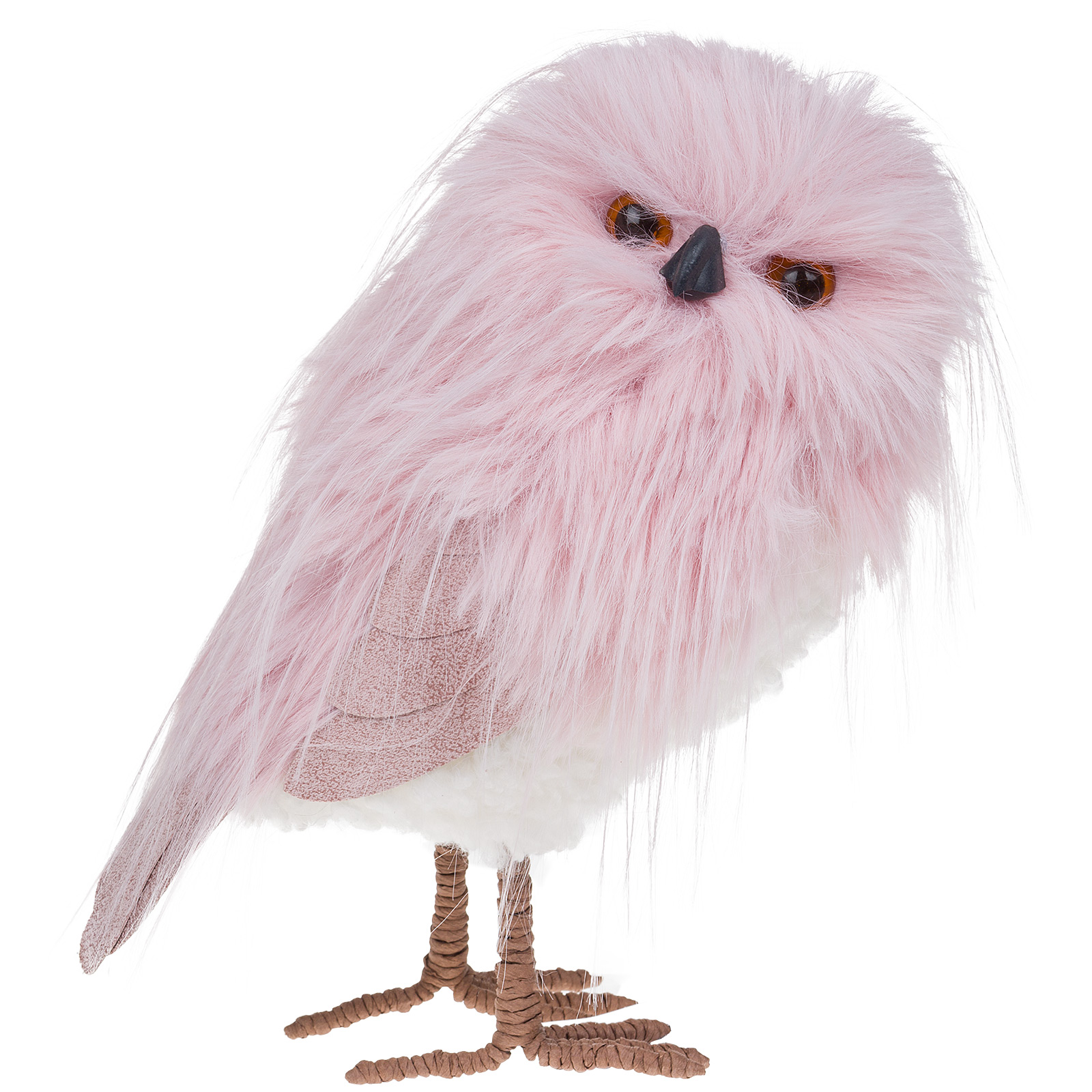 Фигура "Сова" (иск. мех), 16x14xH30,5 см Светло-розовый