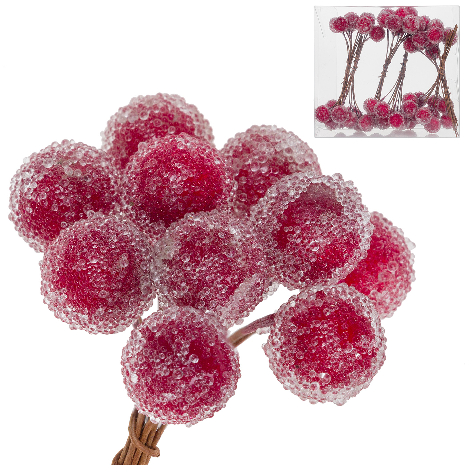 Ягода на вставке засахаренная (пластик), 8,5x4xH9,5 см, набор (60 шт) Красный