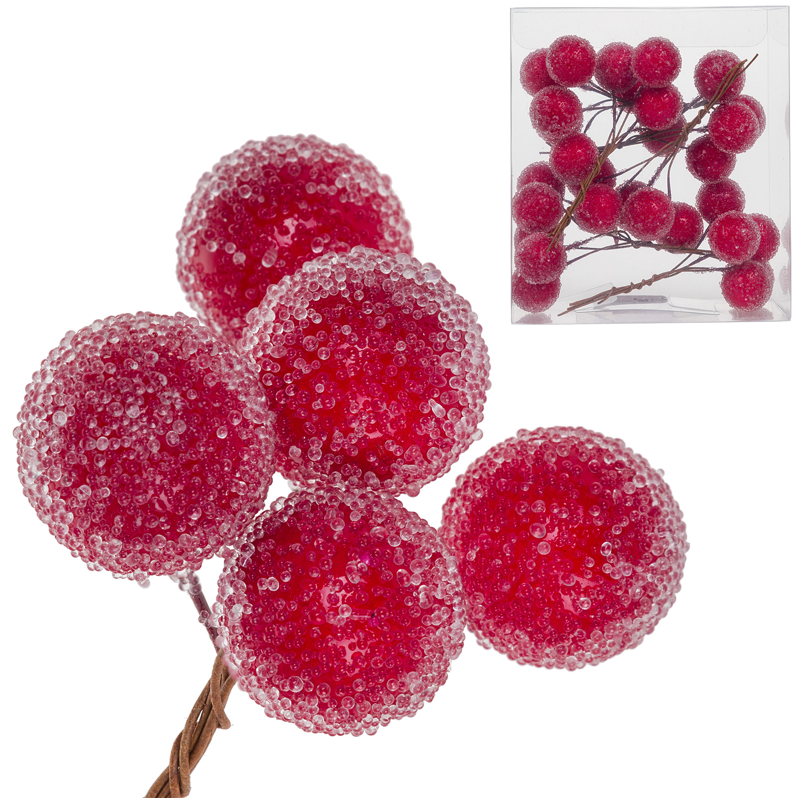 Ягода на вставке засахаренная (пластик), 8,5x4xH9,5 см, набор (30 шт) Красный