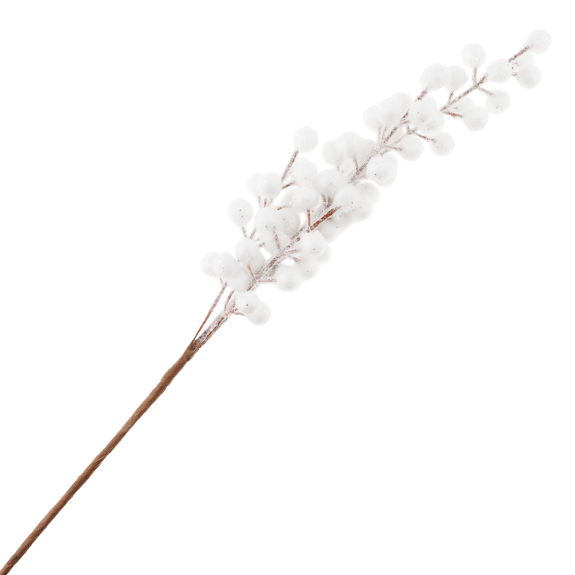 Ветка искусственная ягодная (пластик), H53 Белый