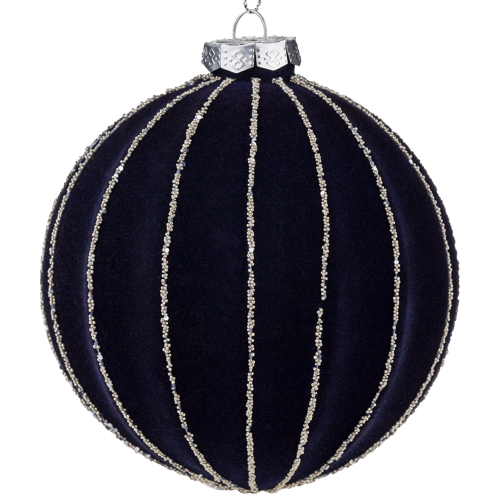 Елочная игрушка "Шар" (бархат, стекло), D10 см Темно-синий