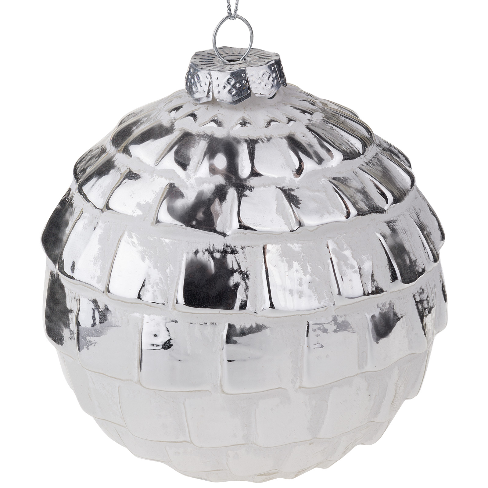 Елочная игрушка "Шар" (стекло), D10 см Серебряный