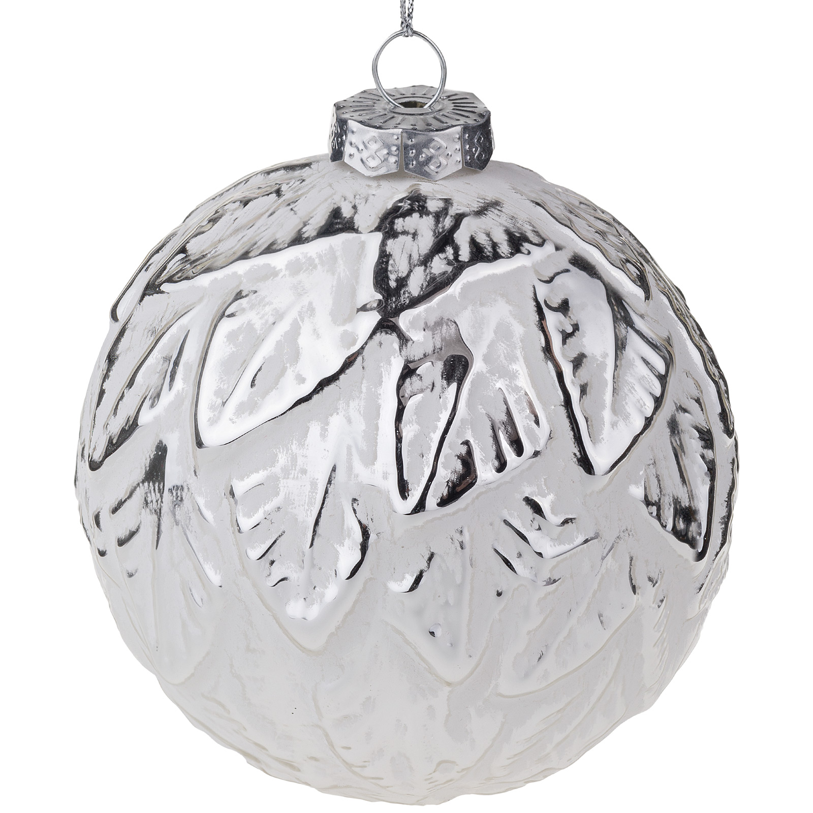 Елочная игрушка "Шар" (стекло), D10 см Серебряный