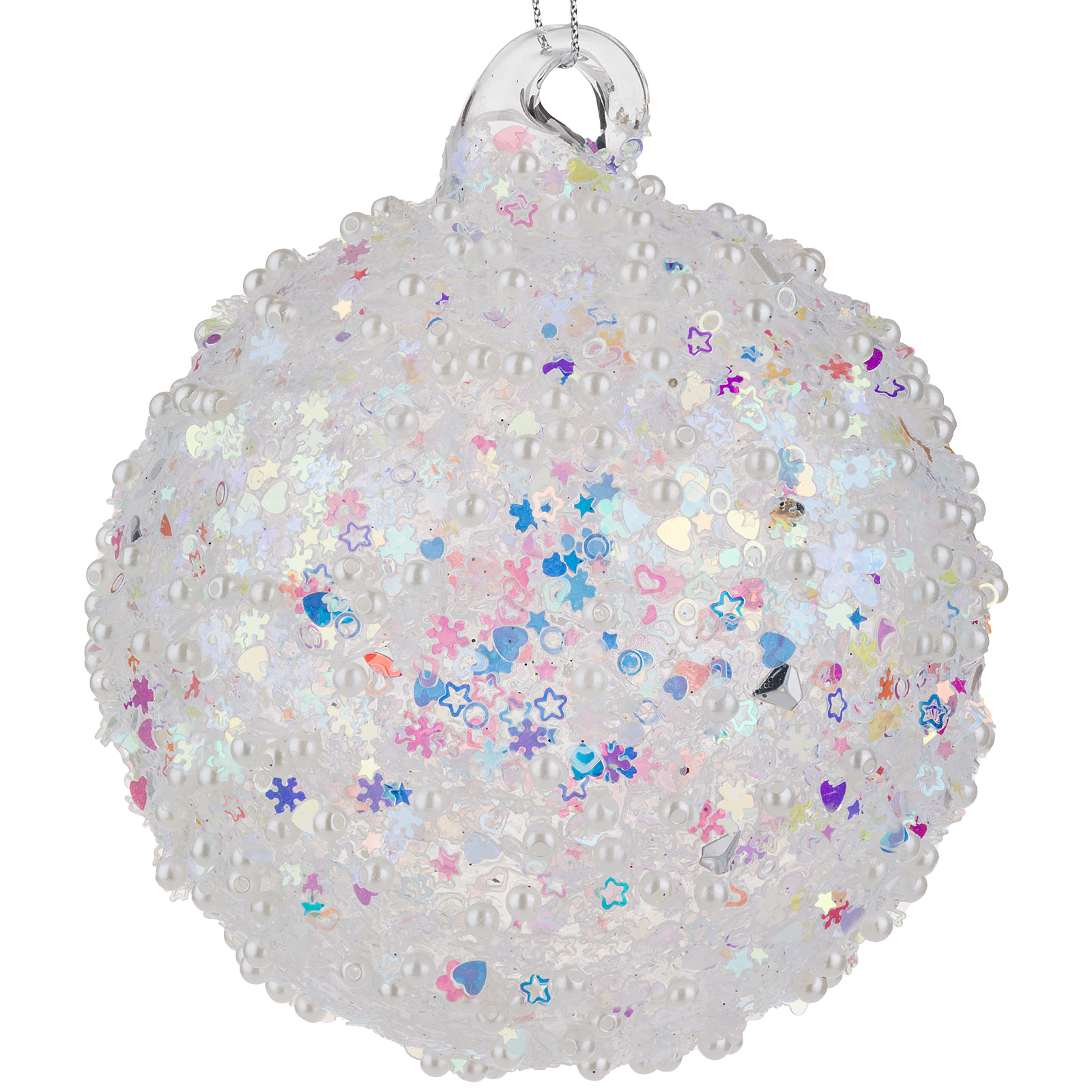 Елочная игрушка "Шар" (стекло), D10 см Белый блестящий