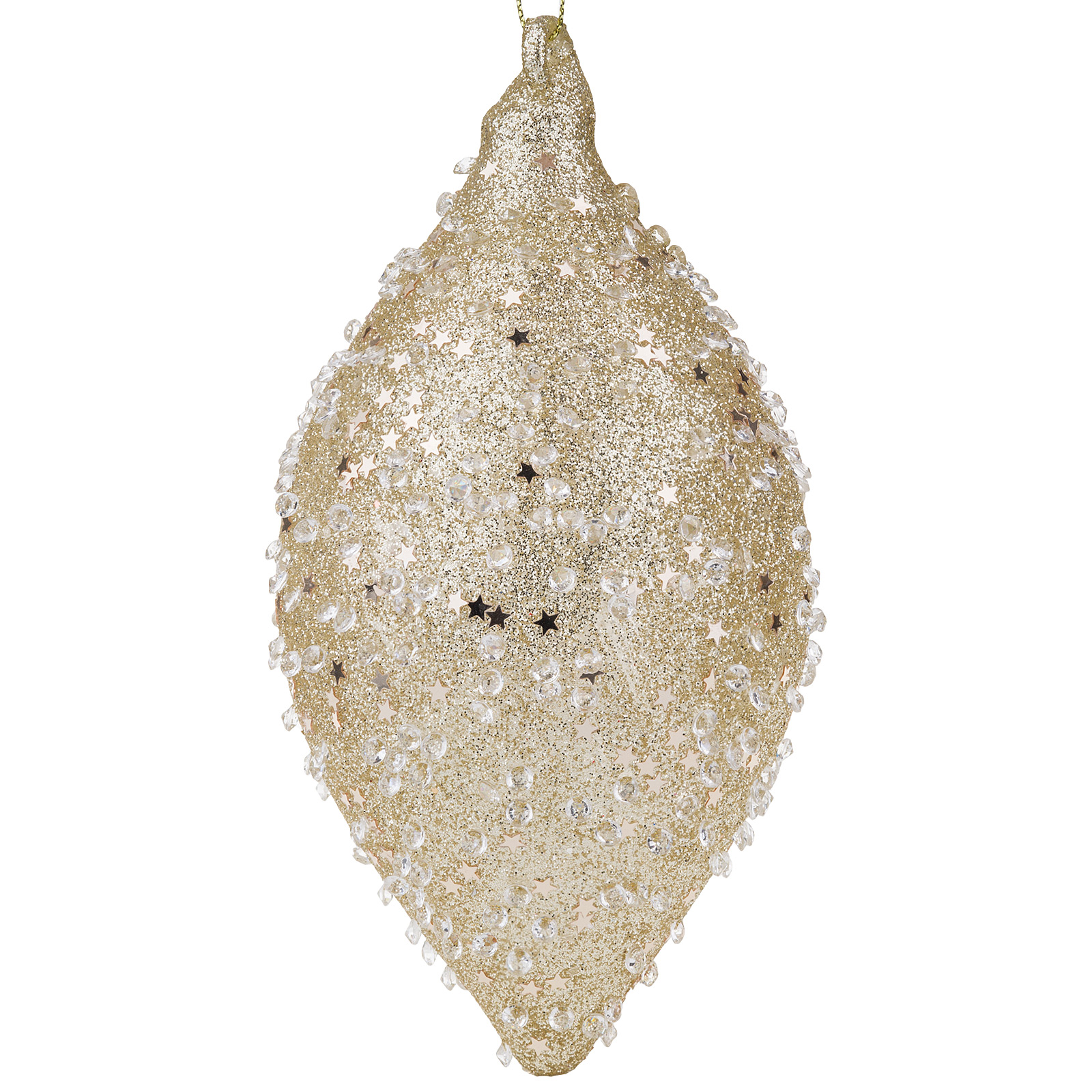 Елочная игрушка "Олива" (стекло), D8xH16 см Шампань