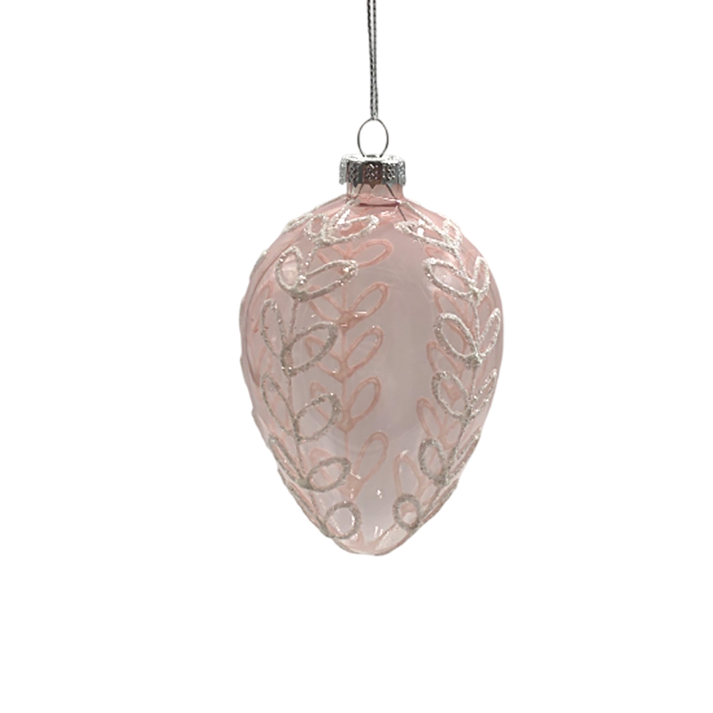 Елочная игрушка "Олива" (стекло), D6,5xH10 см Светло-розовый