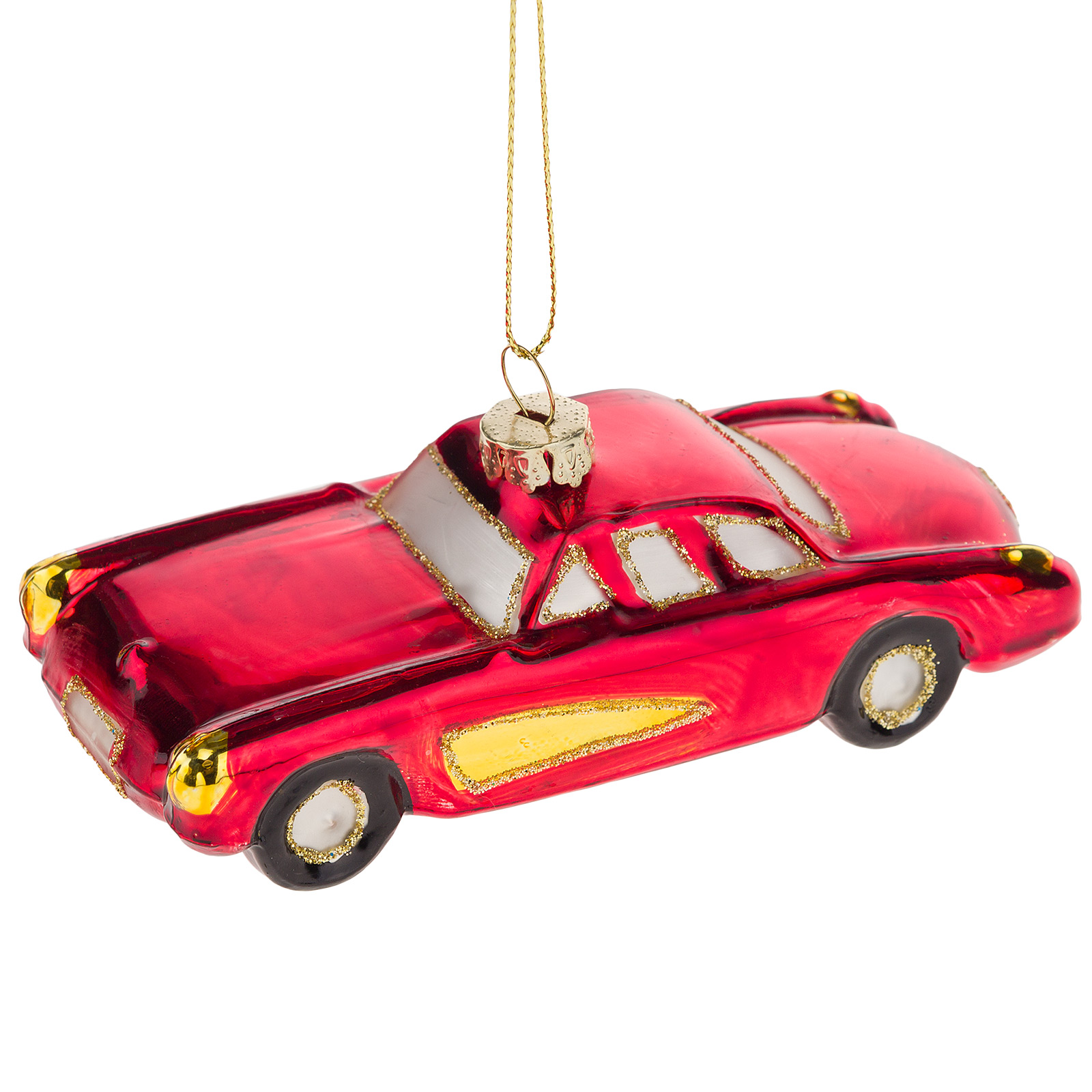 Елочная игрушка "Машина" (стекло), 13 см Красный