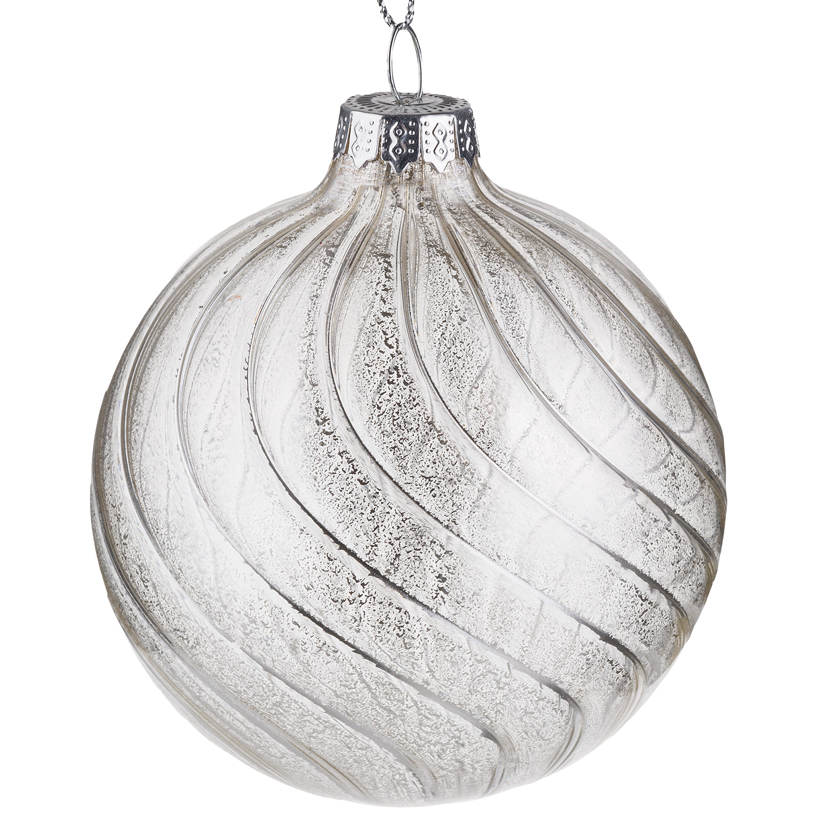 Елочная игрушка "Шар" (стекло), D8 см Серебряный