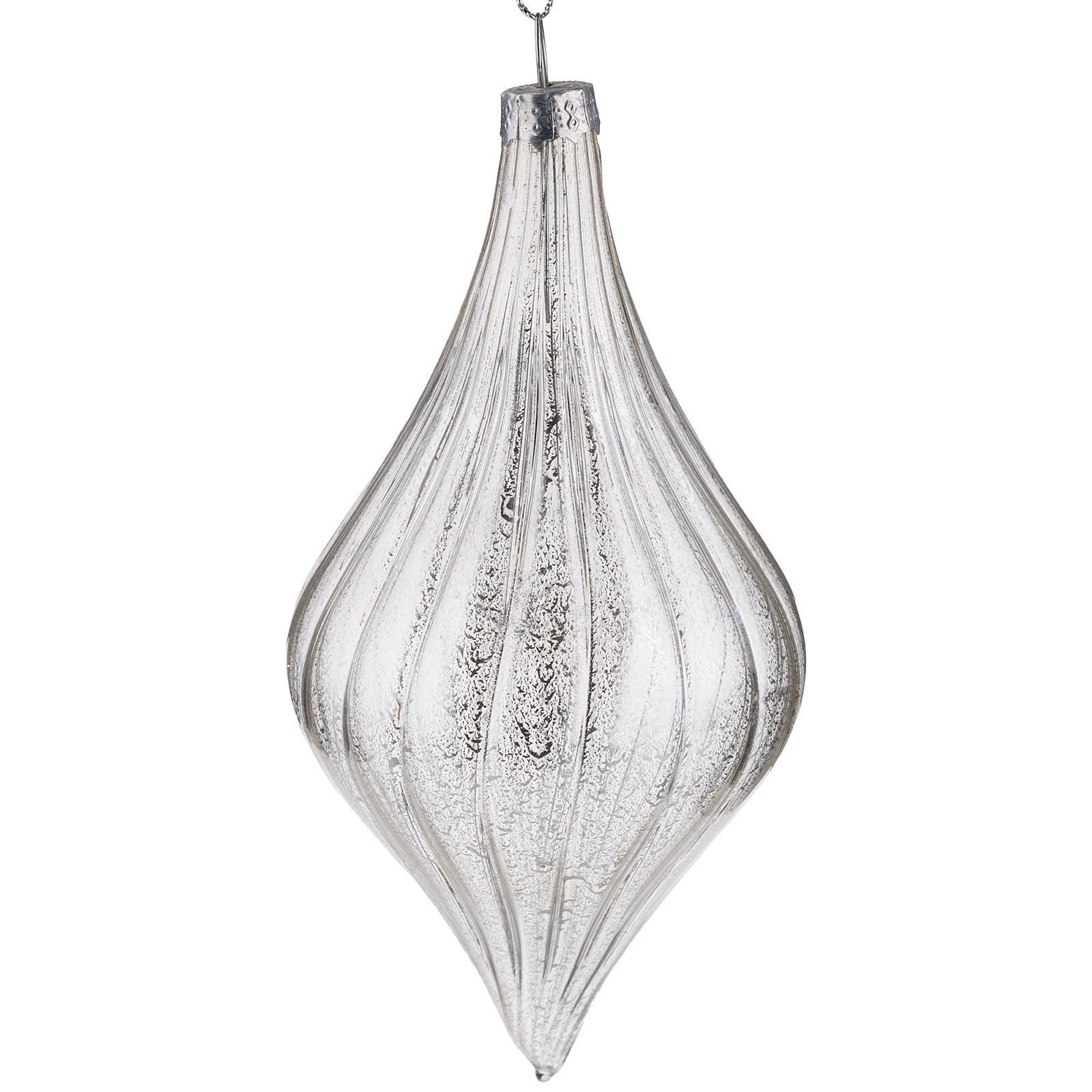 Елочная игрушка "Капля" (стекло), D7xH13 см Серебряный