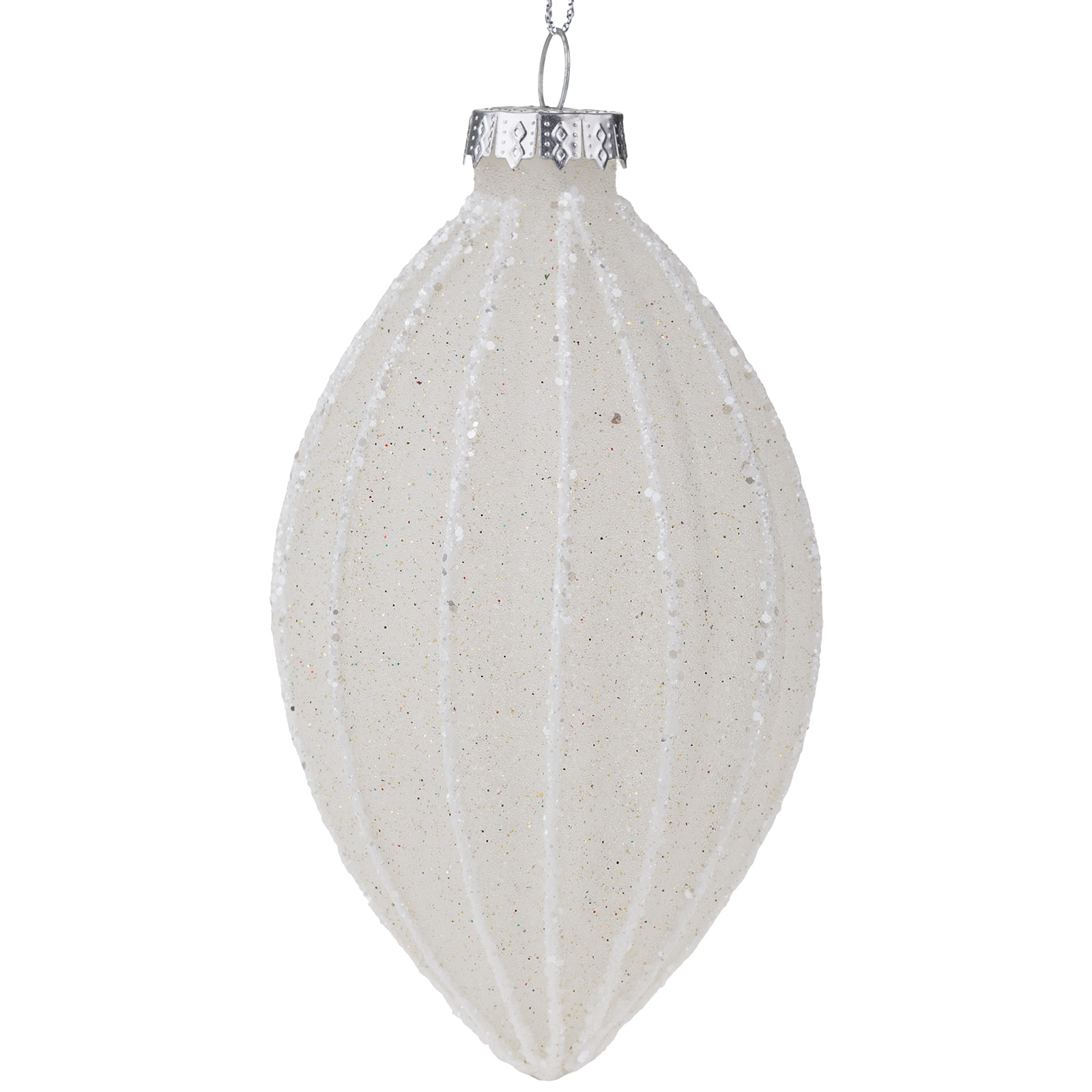 Елочная игрушка "Олива" (стекло), D6xH11 см Белый