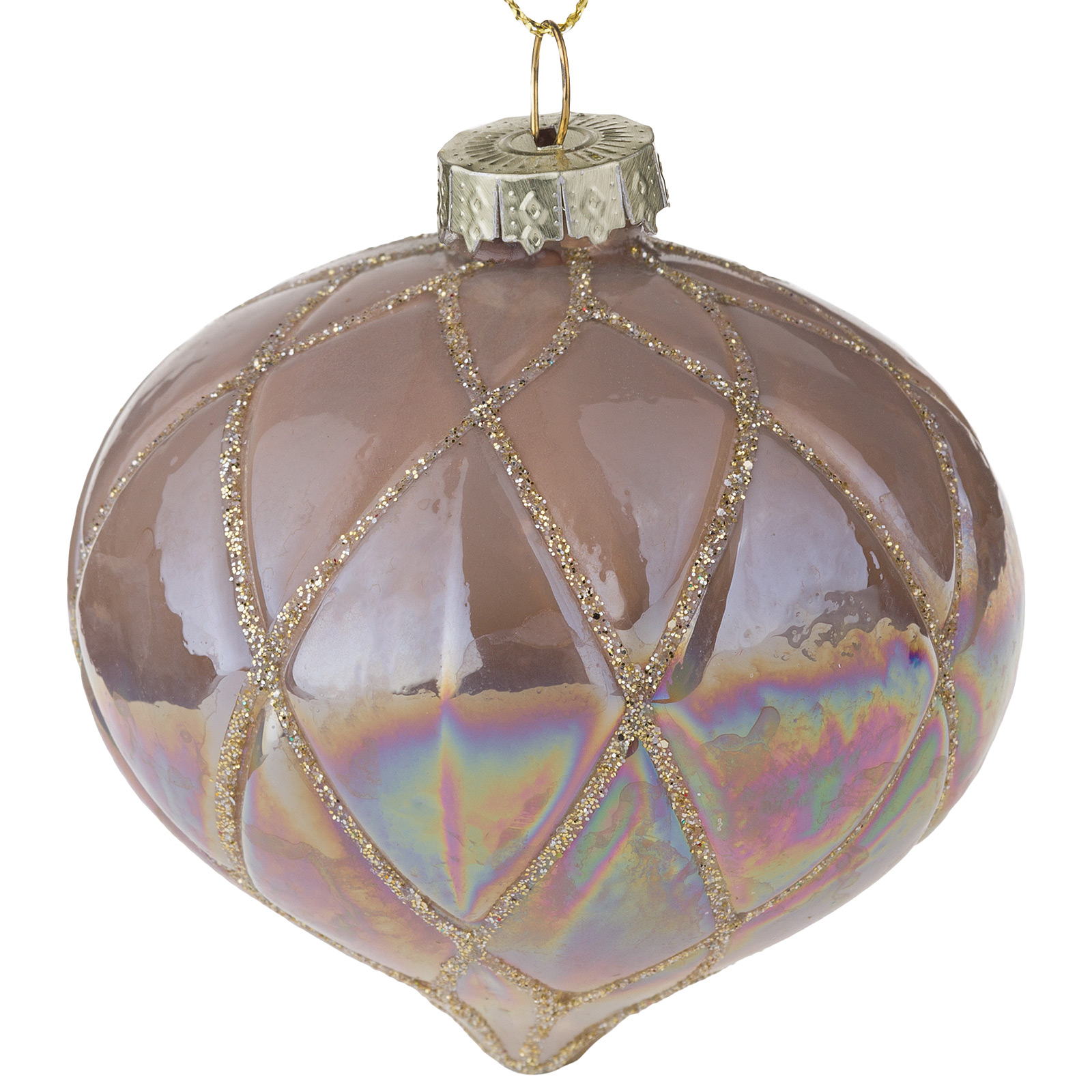 Елочная игрушка "Луковка" (стекло), D8 см Капучино