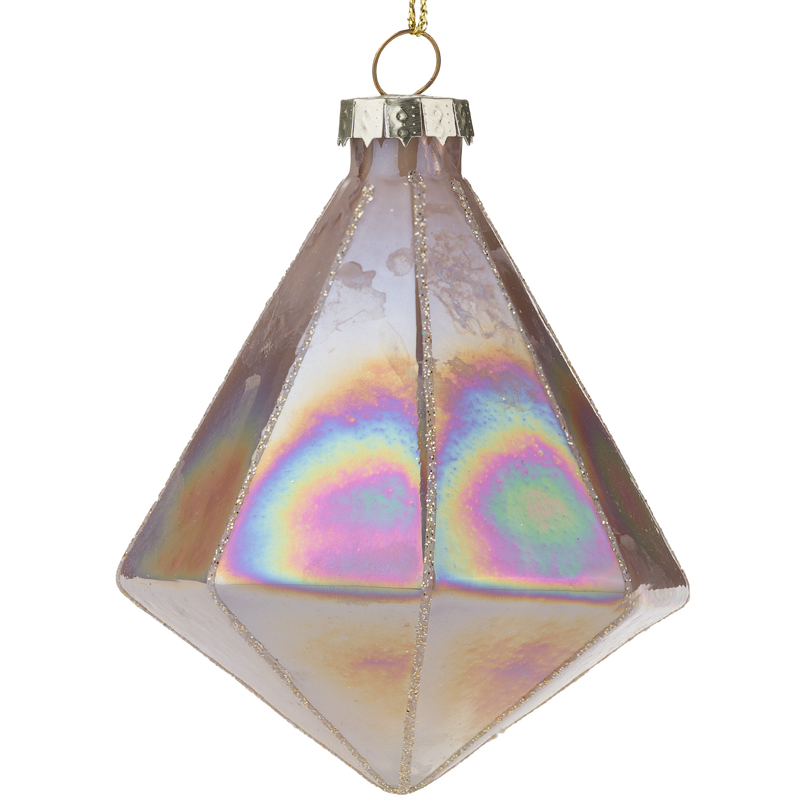 Елочная игрушка "Алмаз" (стекло), 8xH9,5 см Капучино