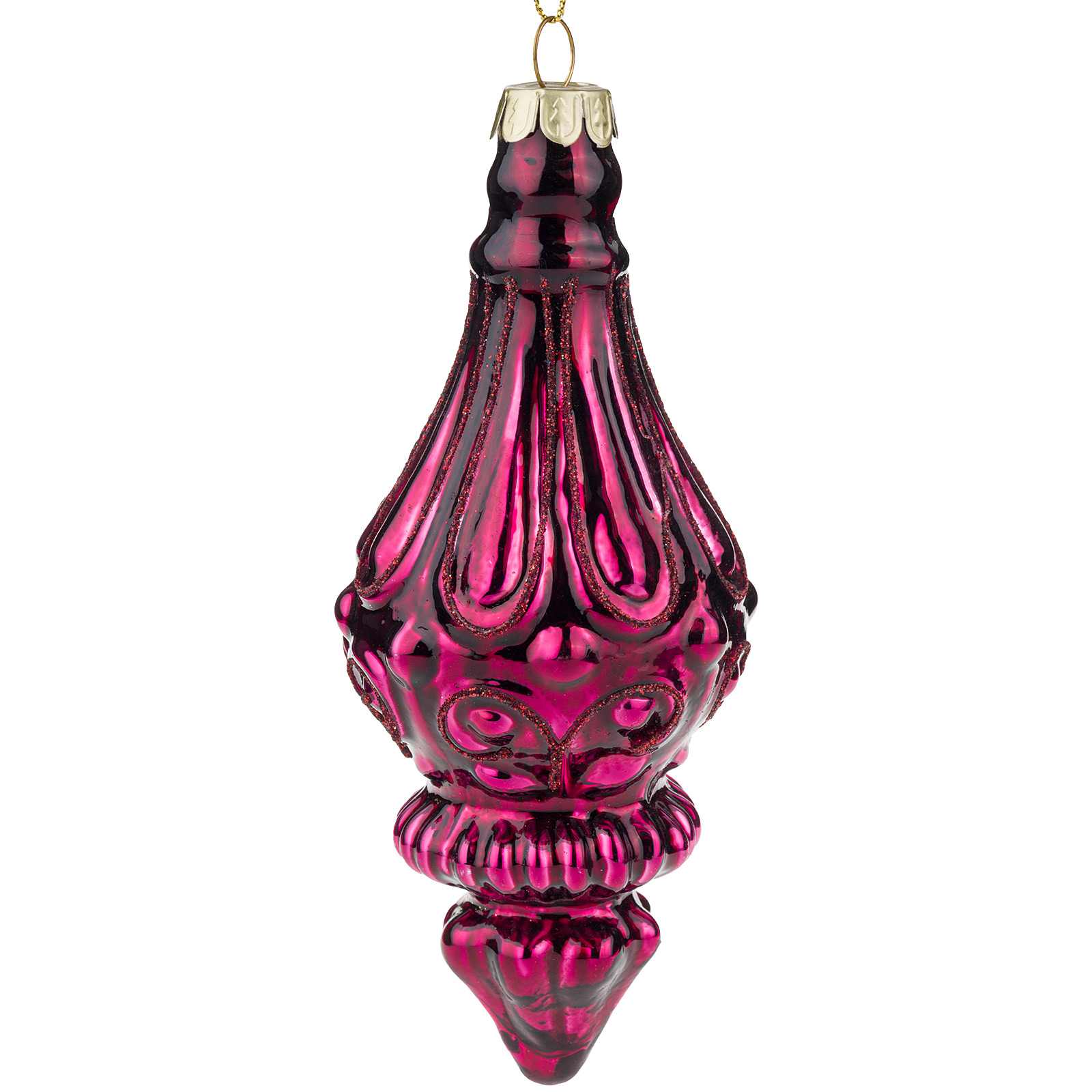 Елочная игрушка "Калабаш" (стекло), 6xH15 см Ягодный
