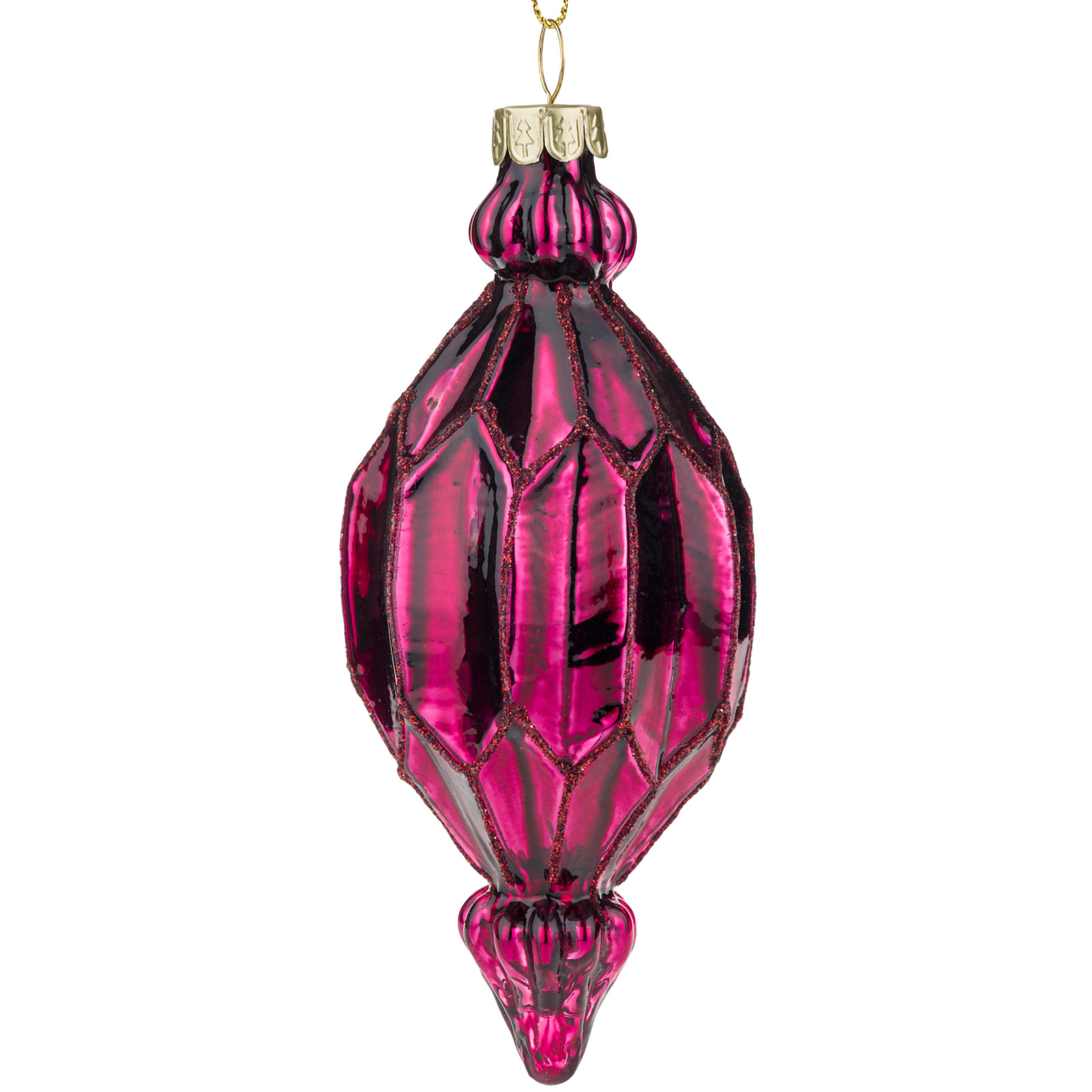 Елочная игрушка "Олива" (стекло), D6xH13 см Ягодный