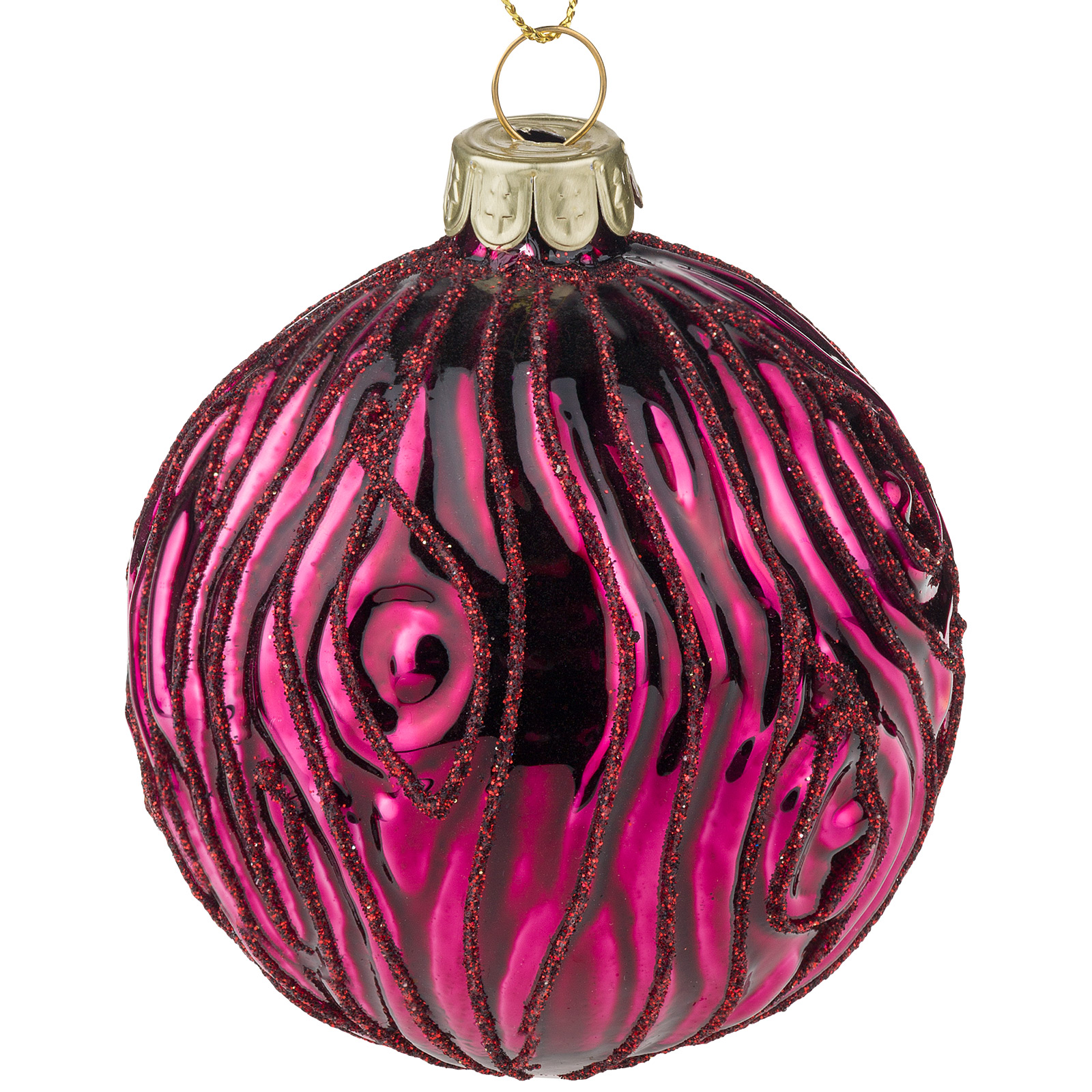 Елочная игрушка "Шар" (стекло), D8 см Ягодный