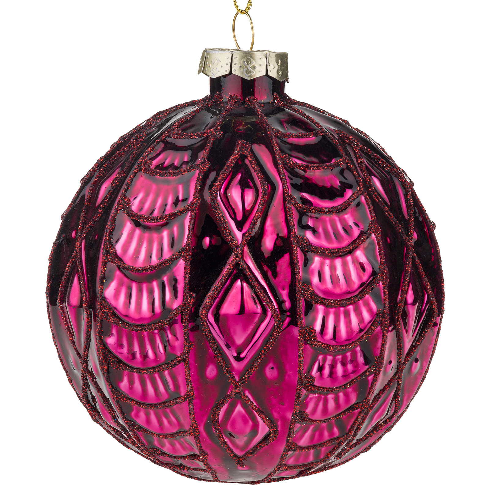 Елочная игрушка "Шар" (стекло), D10 см Ягодный