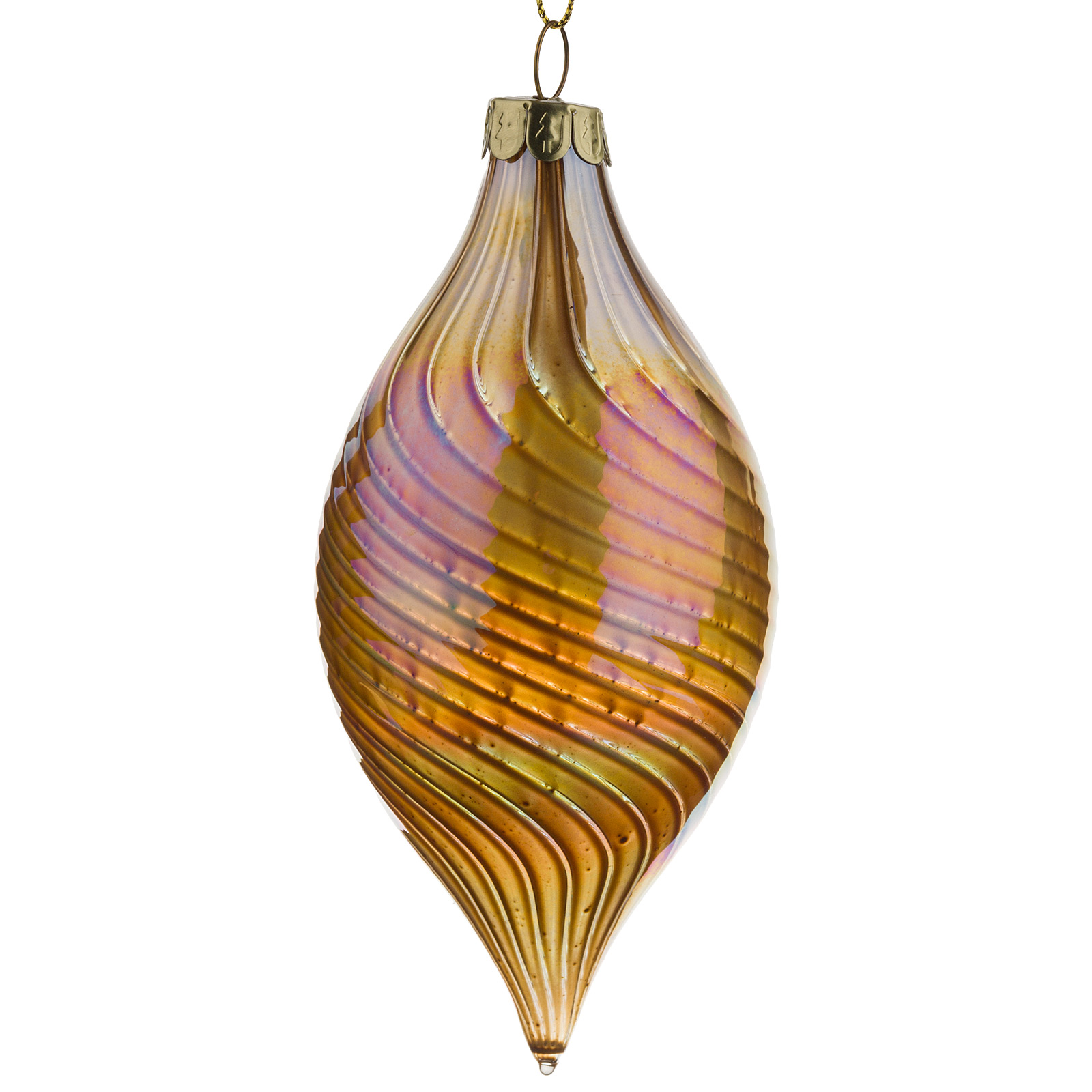 Елочная игрушка "Олива" (стекло), D6xH13 см Золотой