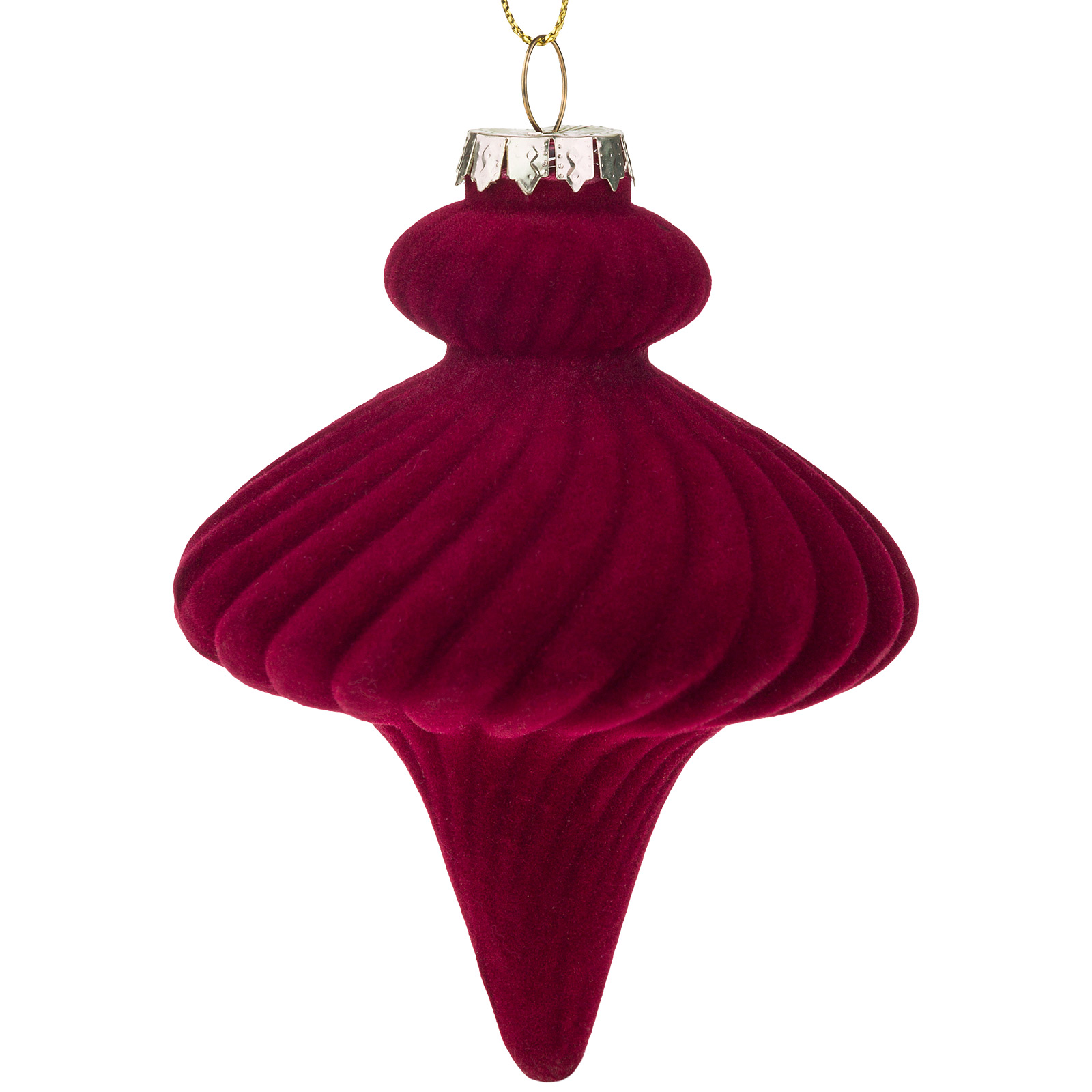 Елочная игрушка "Калабаш" (бархат, стекло), 8xH11 см Винный