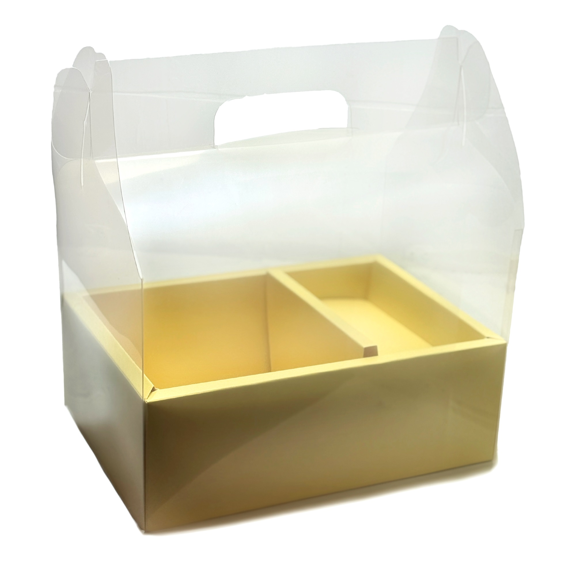 Коробка подарочная, 26,5x18,5xH30 см, с прозрачной крышкой Кремовый