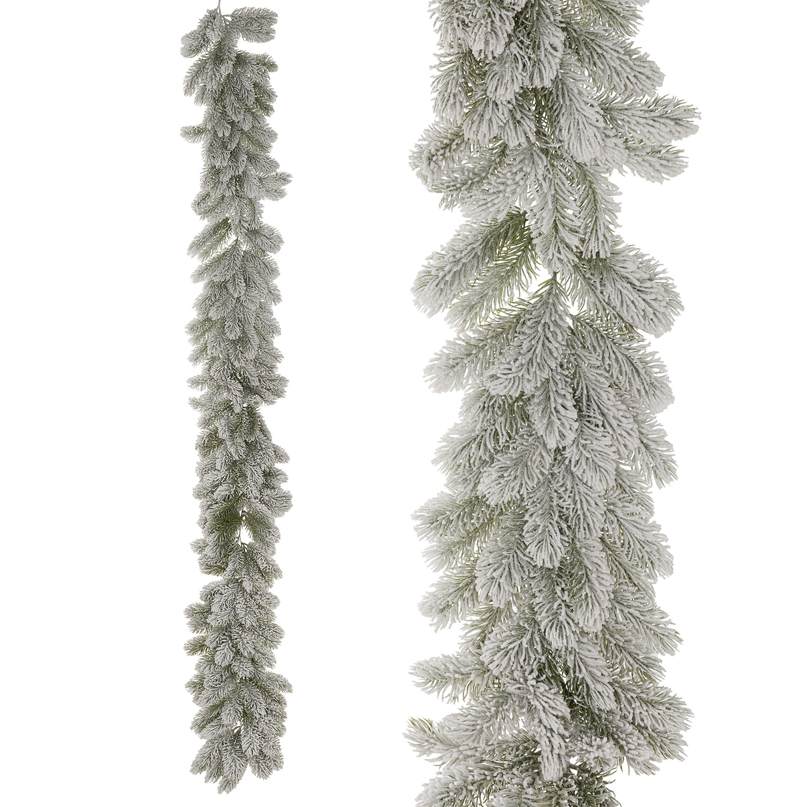 Гирлянда искусственная еловая заснеженная (пластик), 180 см Белый
