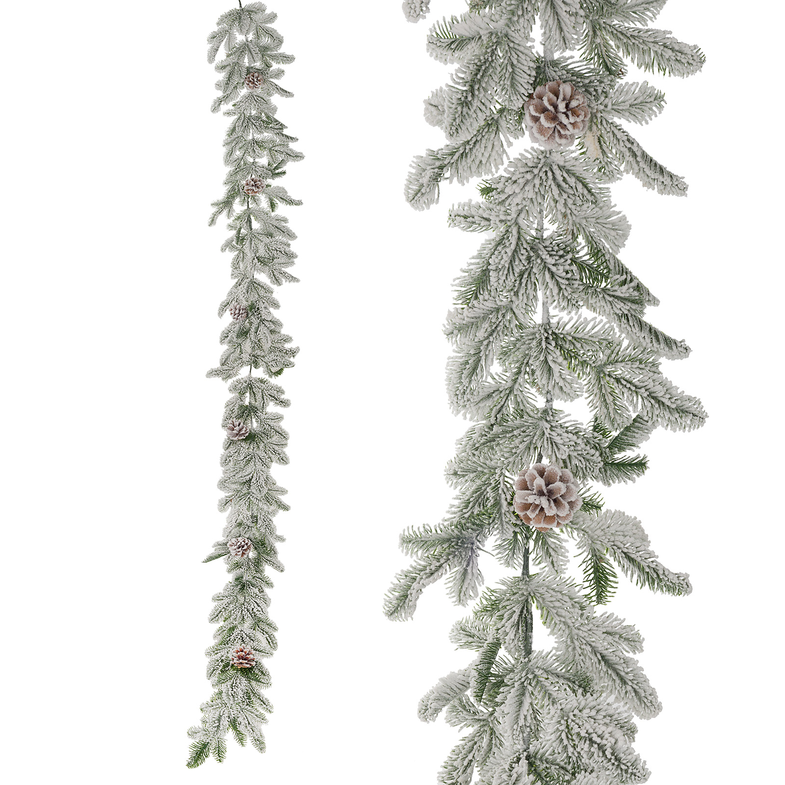 Гирлянда искусственная еловая заснеженная (пластик), 270 см Белый