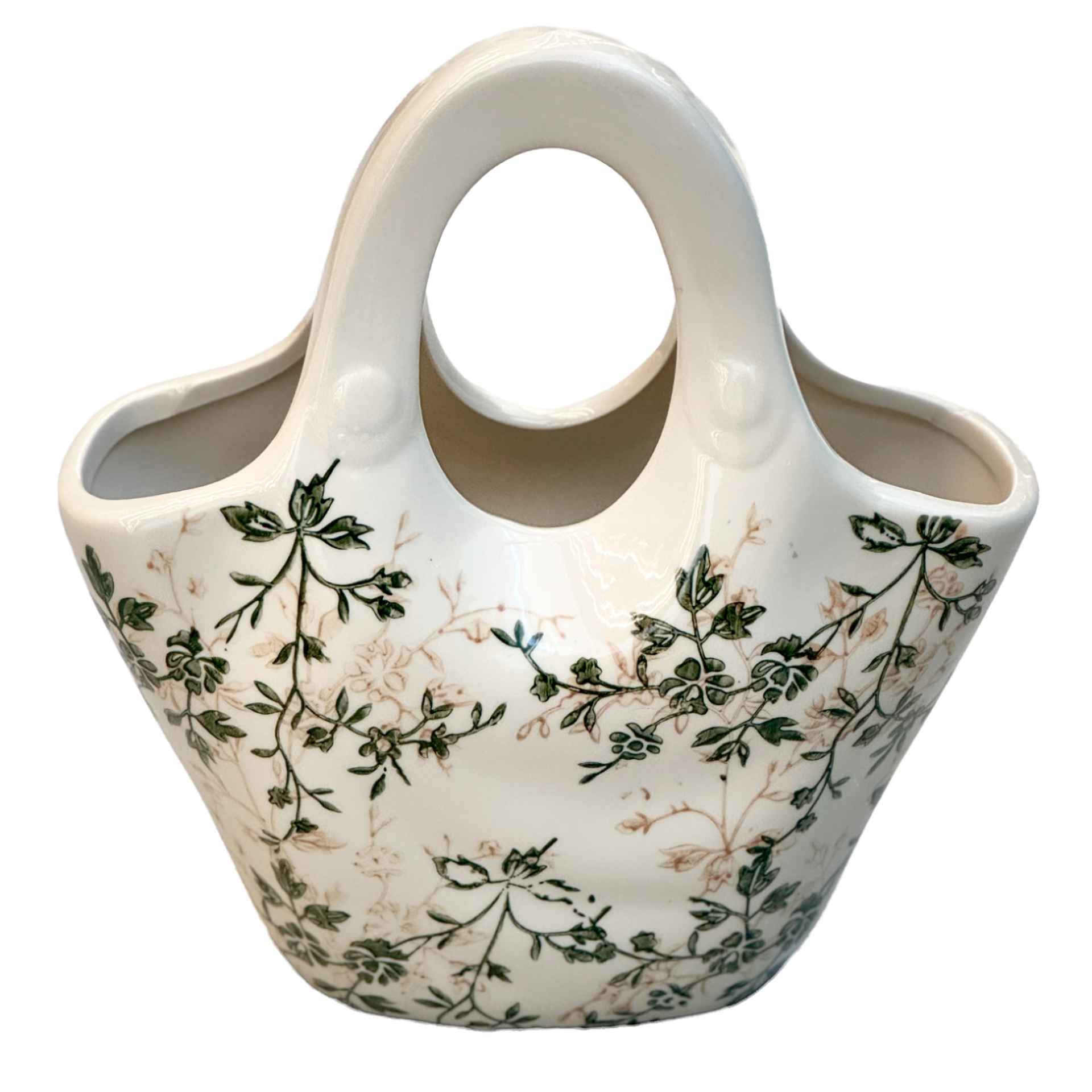 Ваза "Flower Green" (керамика), 22x11xH24 см Белый-зеленый