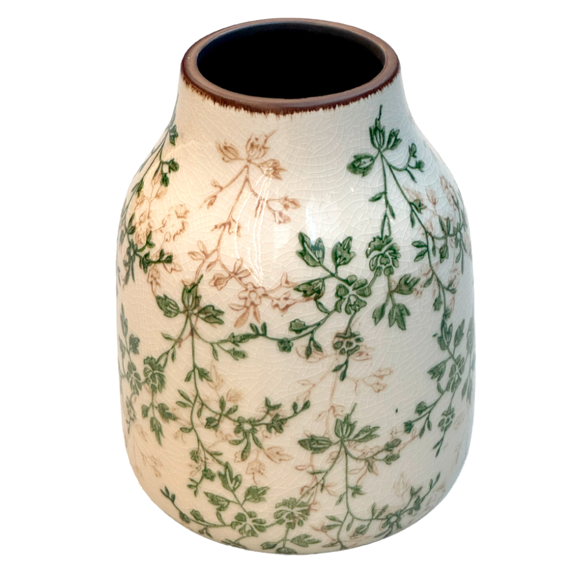 Ваза "Flower Green" (керамика), D15xH20 см Белый-зеленый