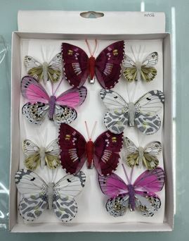 Бабочка на клипе (перо), H5-8 см, набор (10 шт), в асс. В ассортименте