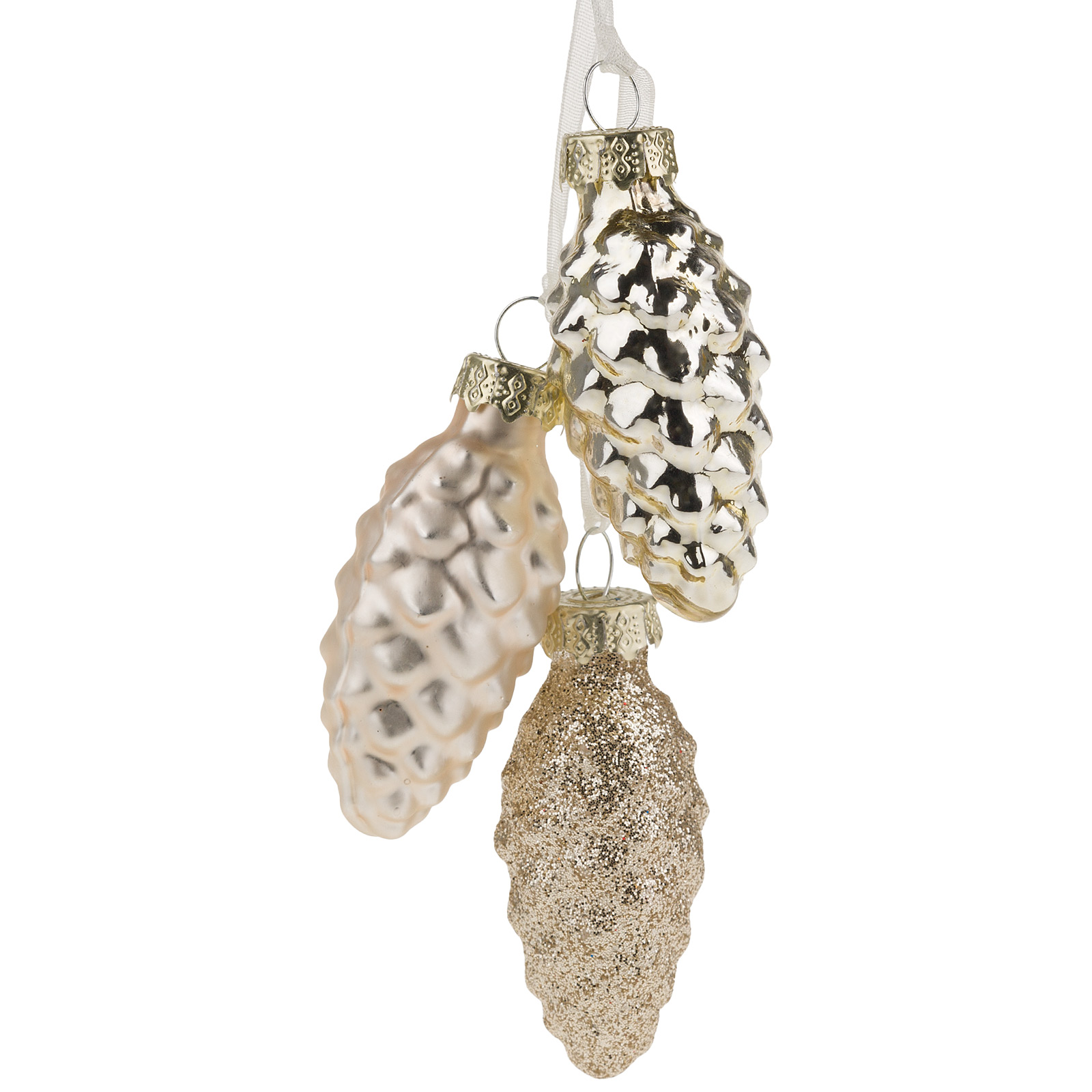 Елочная игрушка "Шишка в связке" (стекло), D2,5xH5 см В ассортименте