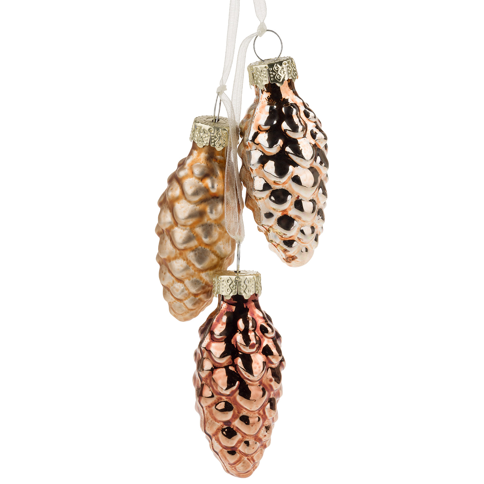 Елочная игрушка "Шишка в связке" (стекло), D2,5xH5 см В ассортименте