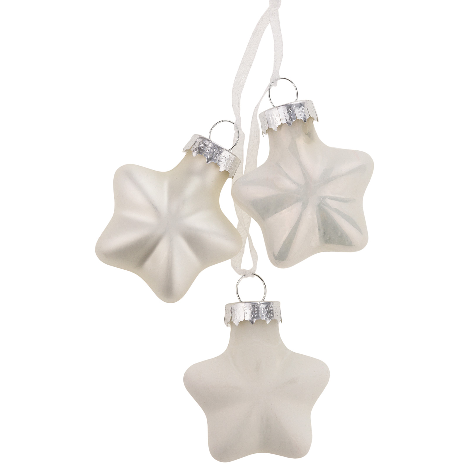 Елочная игрушка "Звезда в связке" (стекло), 5x2xH5 см Белый