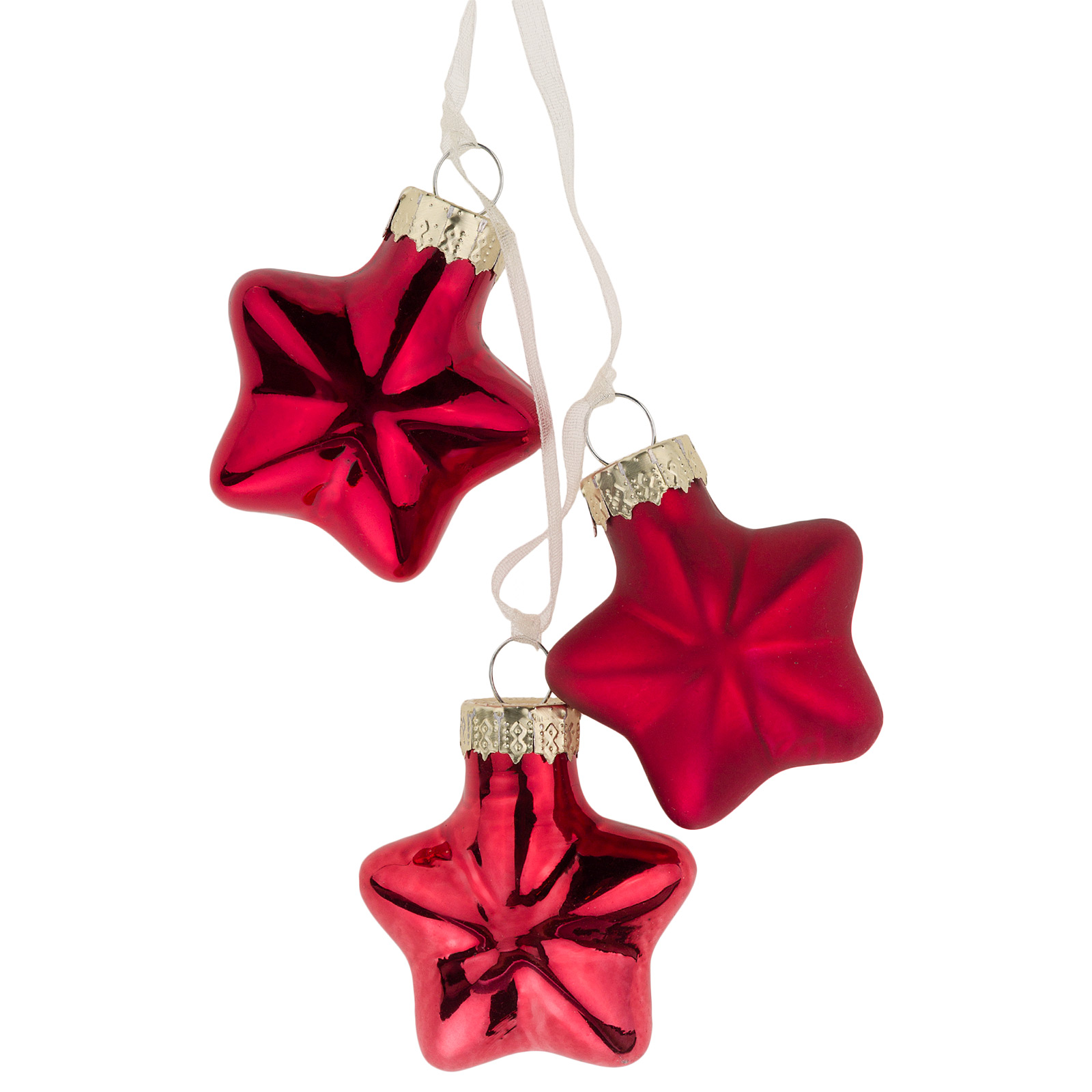 Елочная игрушка "Звезда в связке" (стекло), 5x2xH5 см Красный