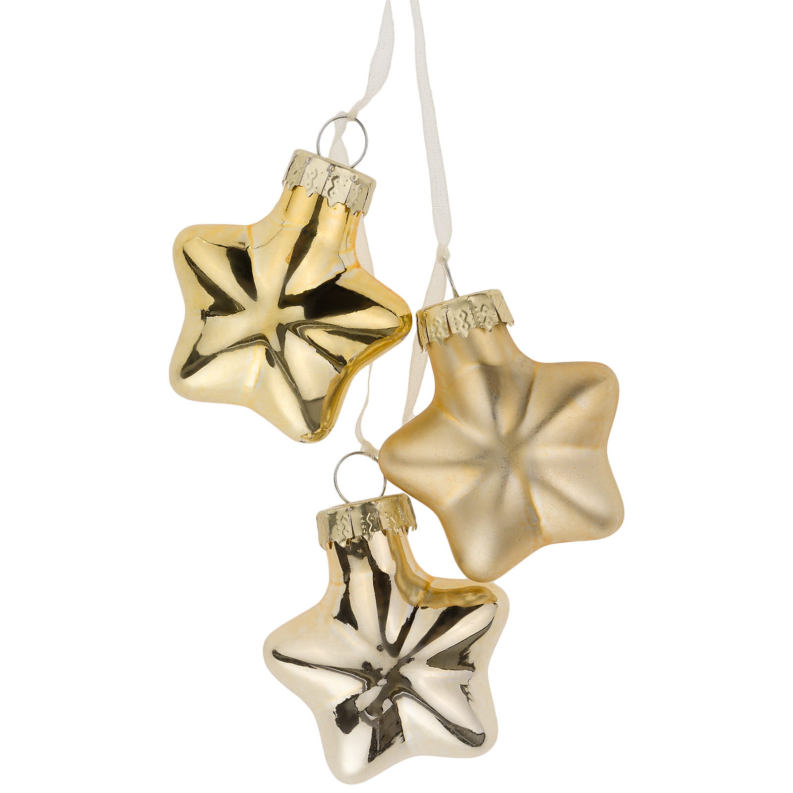 Елочная игрушка "Звезда в связке" (стекло), 5x2xH5 см Золотой
