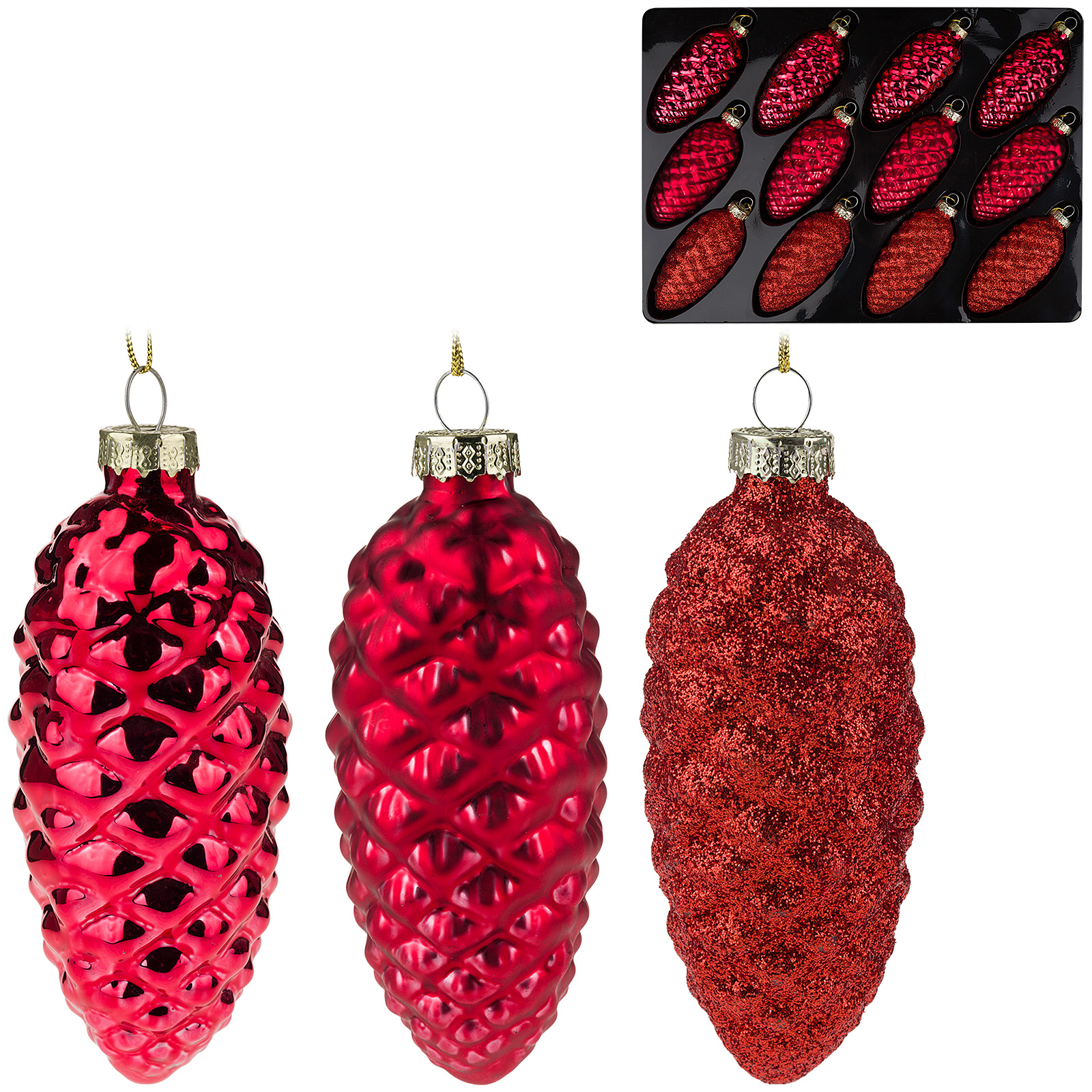 Елочная игрушка "Шишка" (стекло), D4xH10 см, в асс. В ассортименте