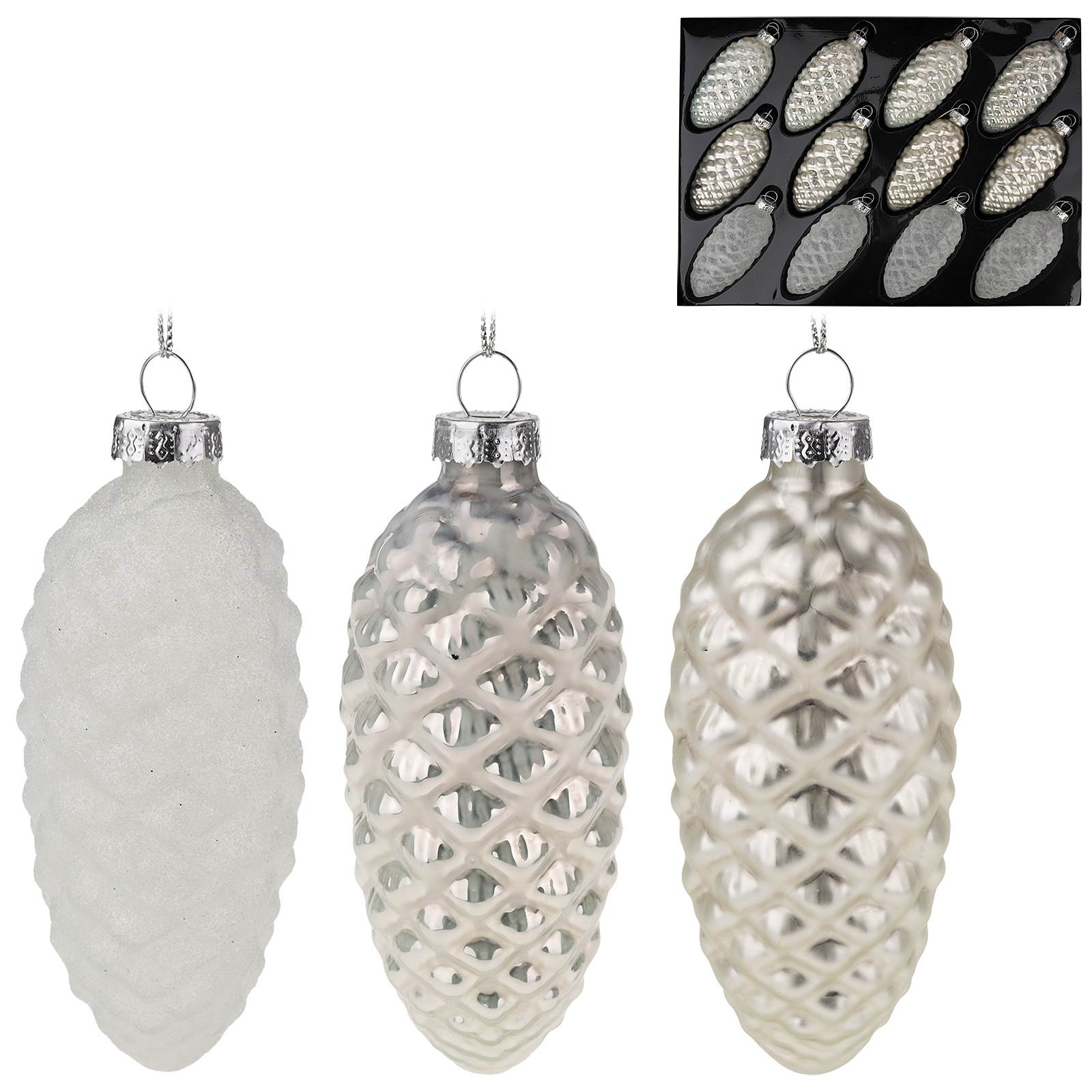 Елочная игрушка "Шишка" (стекло), D4xH10 см, в асс. В ассортименте